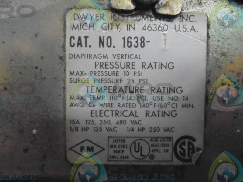 DWYER CONTROLS 1638 *USED*