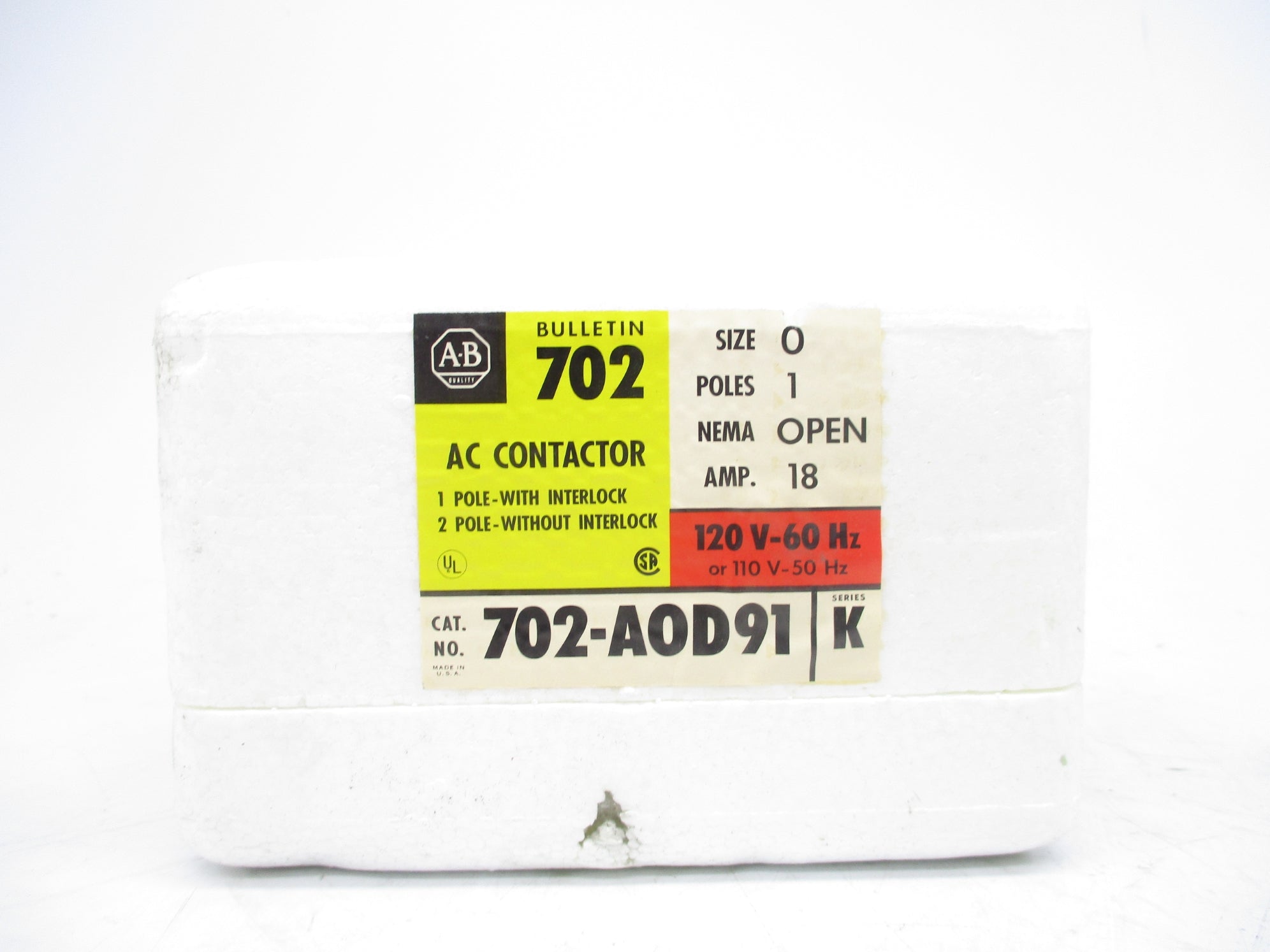 INDUSTRIAL SPARE PART 702-AOD91 SER. K 120V (WH/YL) NSMP