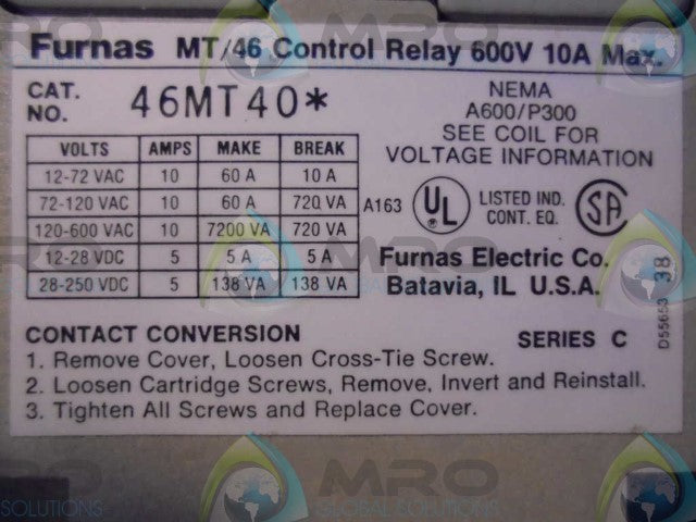 FURNAS 46MT40 (MACHINE TOOL RELAY) *NEW IN BOX*