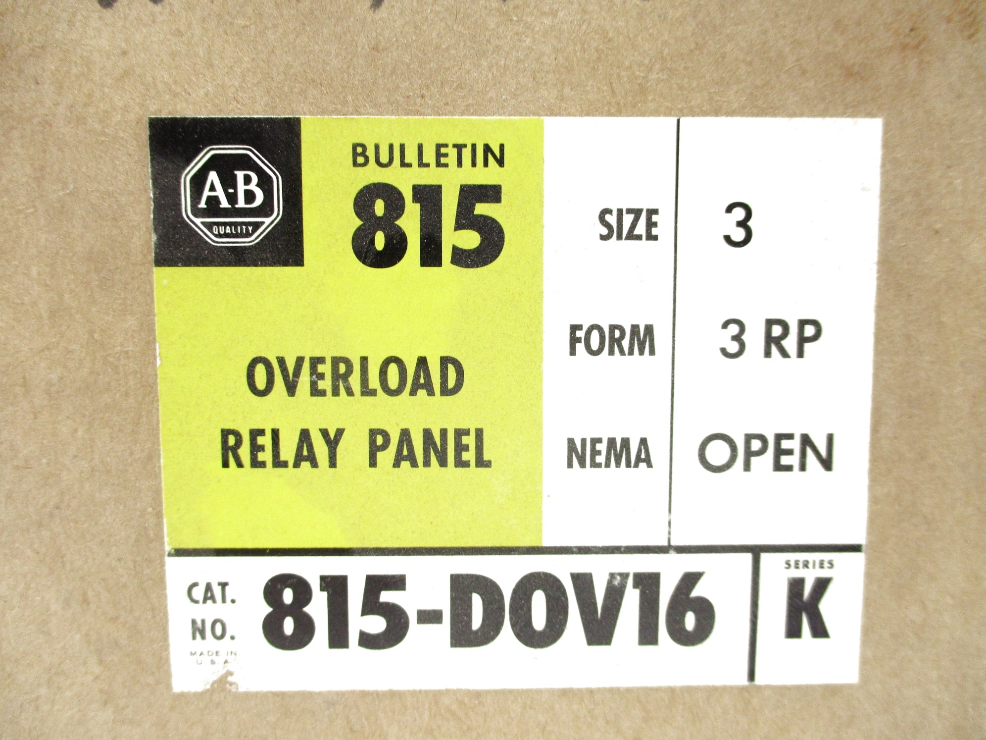 ALLEN BRADLEY 815-DOV16 SER. K (BR/YL) NSFS