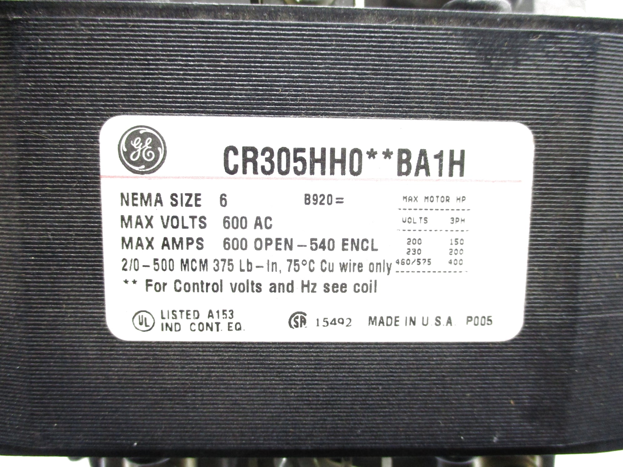 GENERAL ELECTRIC CR305HH0**BA1H NSNP