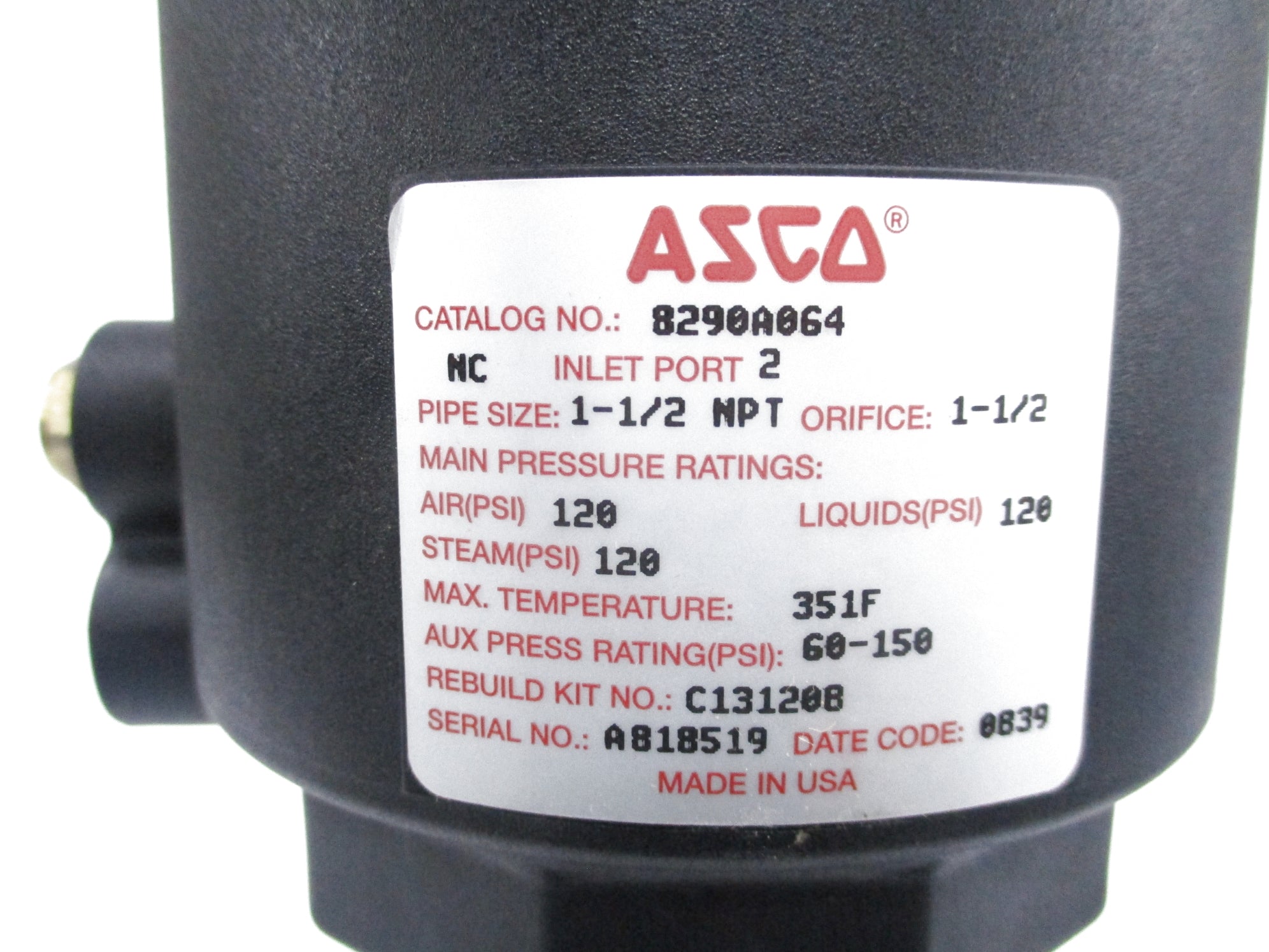 ASCO 8290A064 1 1/2" NSNP