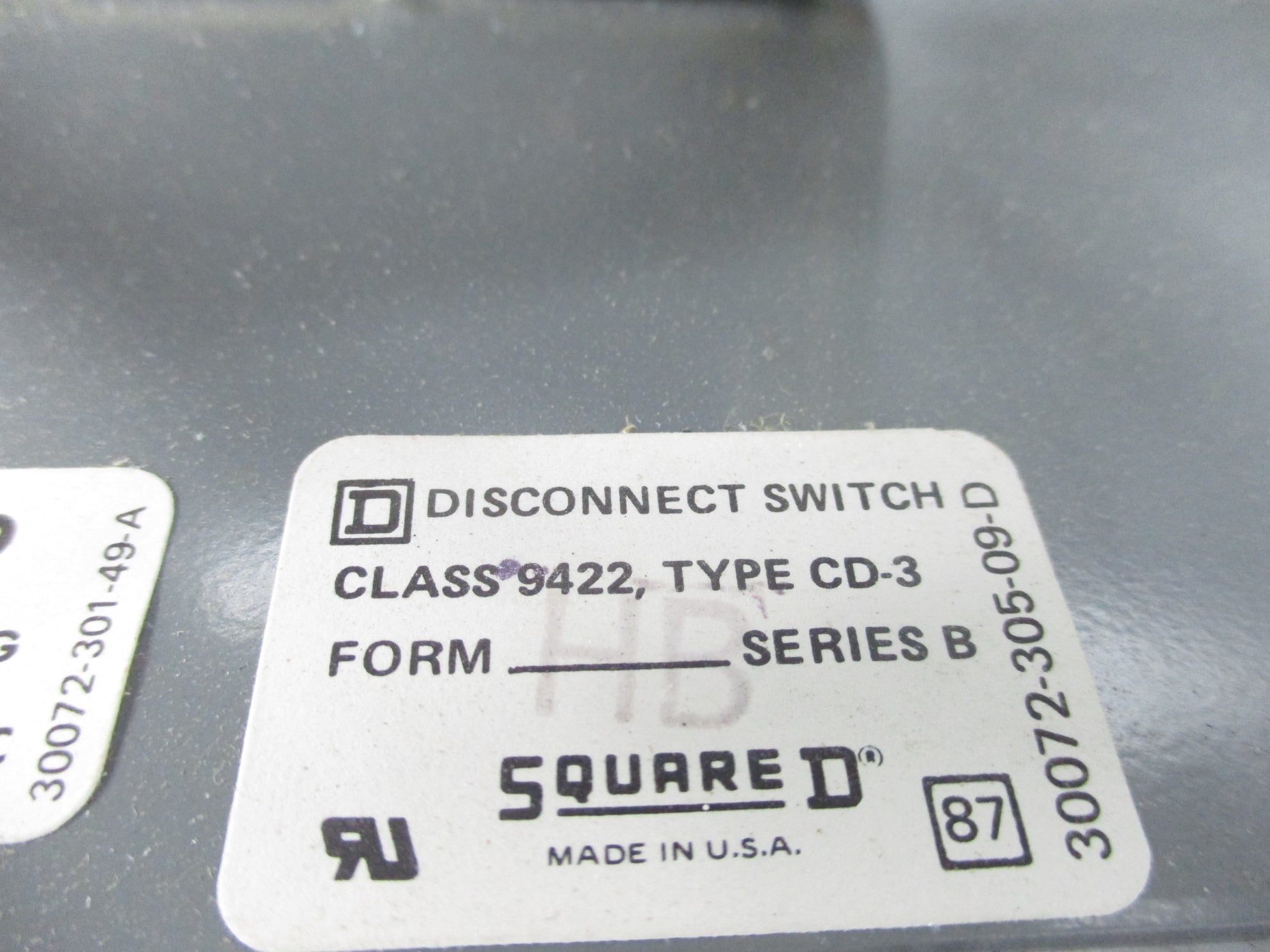 SQUARE D 9422CD-3 SER. B NSNP