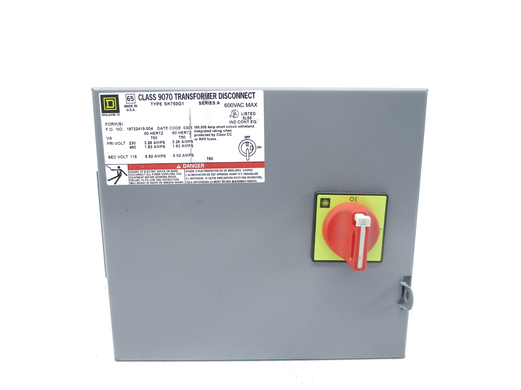 SQUARE D 9070SK750G1 SER. A NSNP