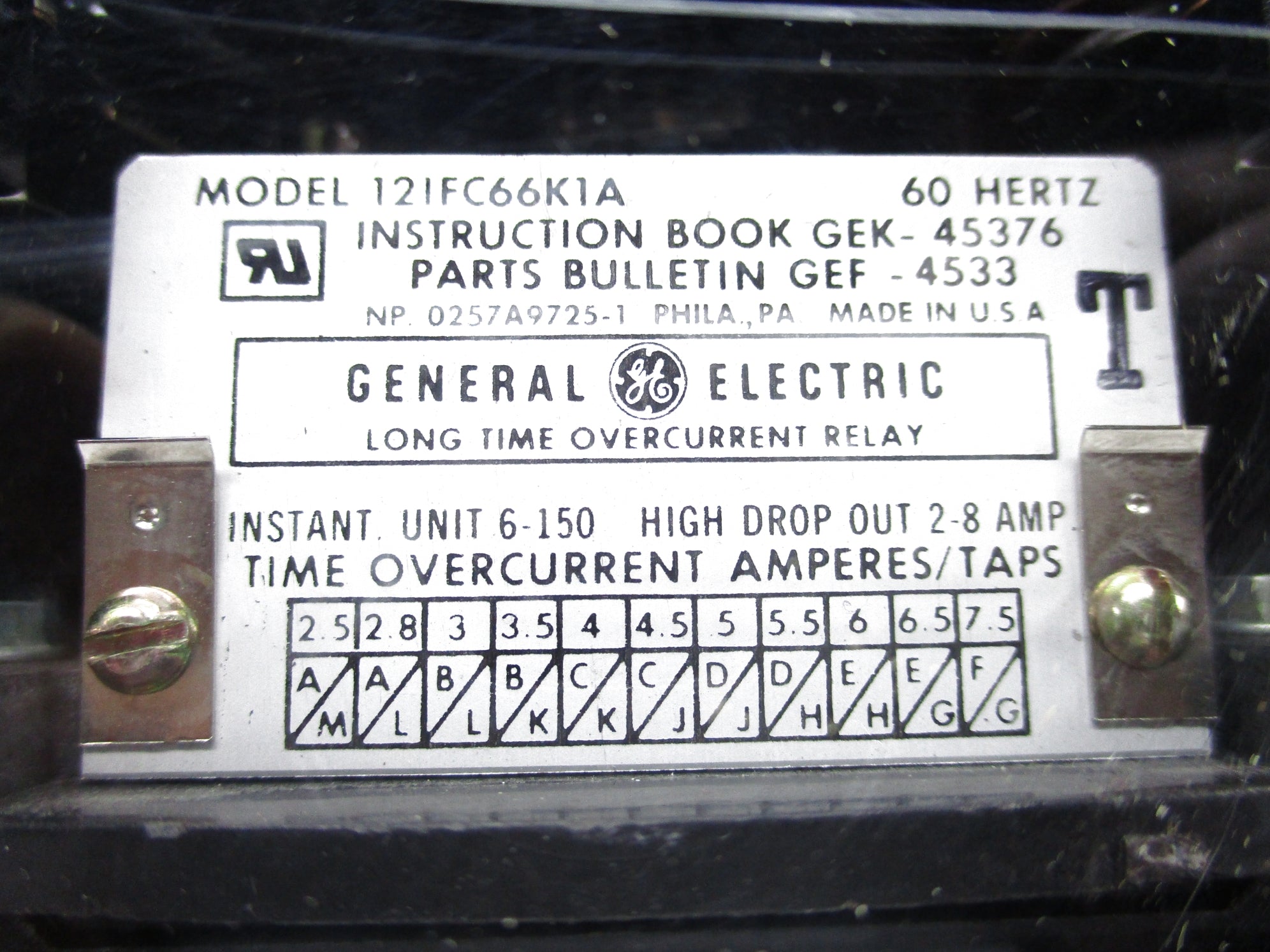 GENERAL ELECTRIC 12IFC66K1A 8A NSNP