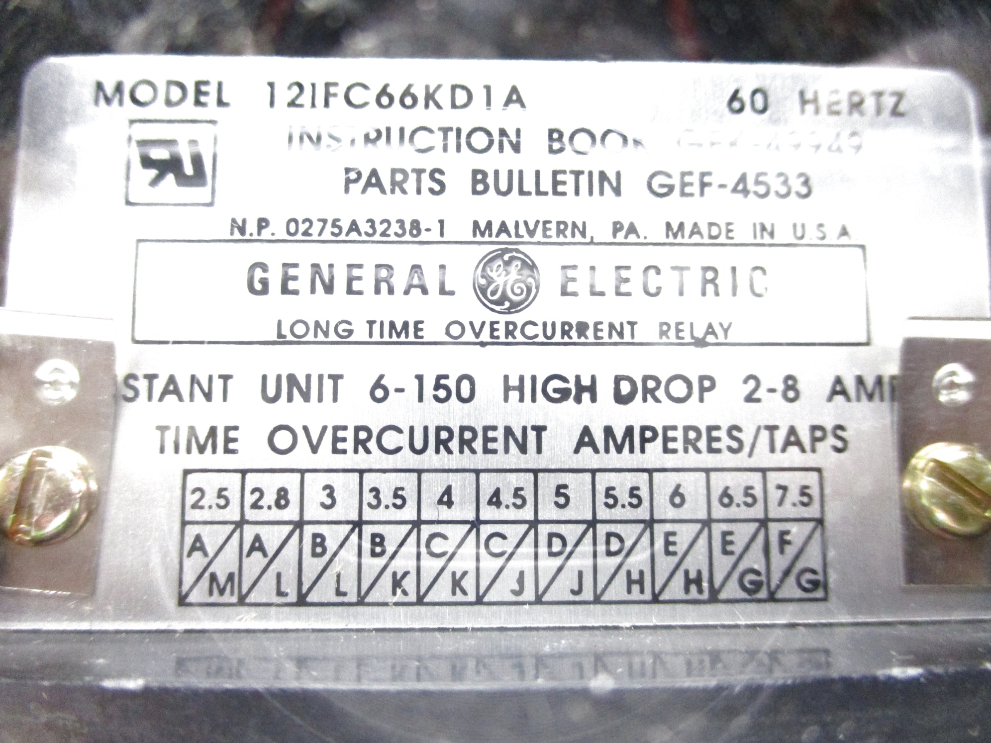 GENERAL ELECTRIC 12IFC66KD1A 8A NSNP