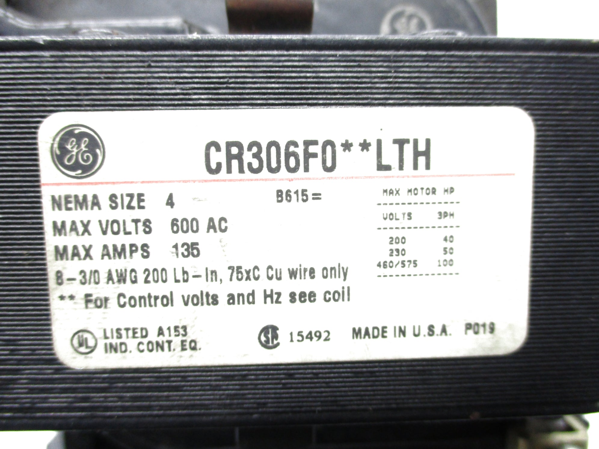 GENERAL ELECTRIC CR306F002LTH NSNP
