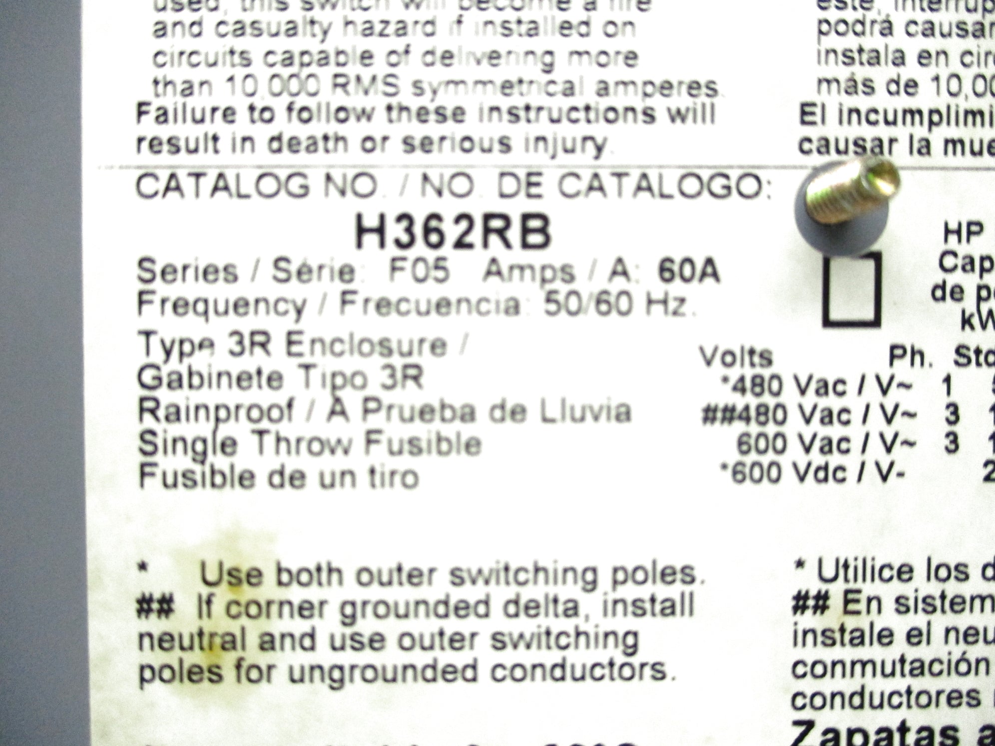 SQUARE D H362RB SER. F05 NSNP