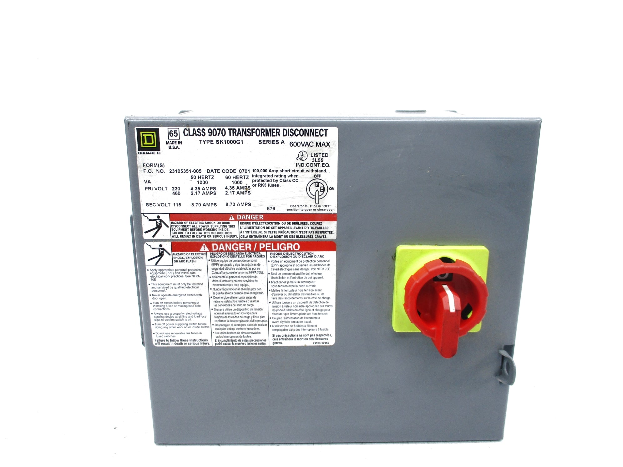 SQUARE D 9070SK1000G1 SER. A NSNP