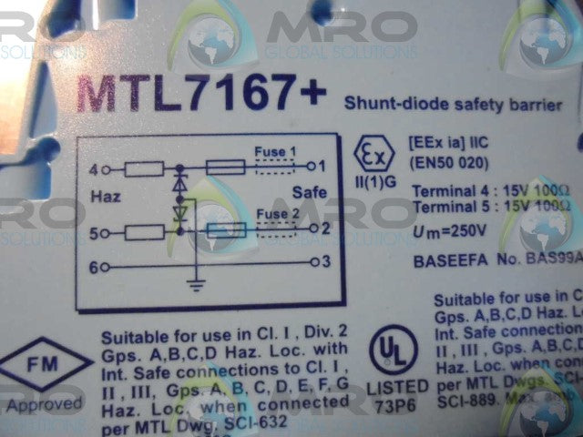 MEASURMENT TECHNOLOGY MTL7167+ (SHUNT-DIODE SAFETY BARRIER) *NEW IN BOX*