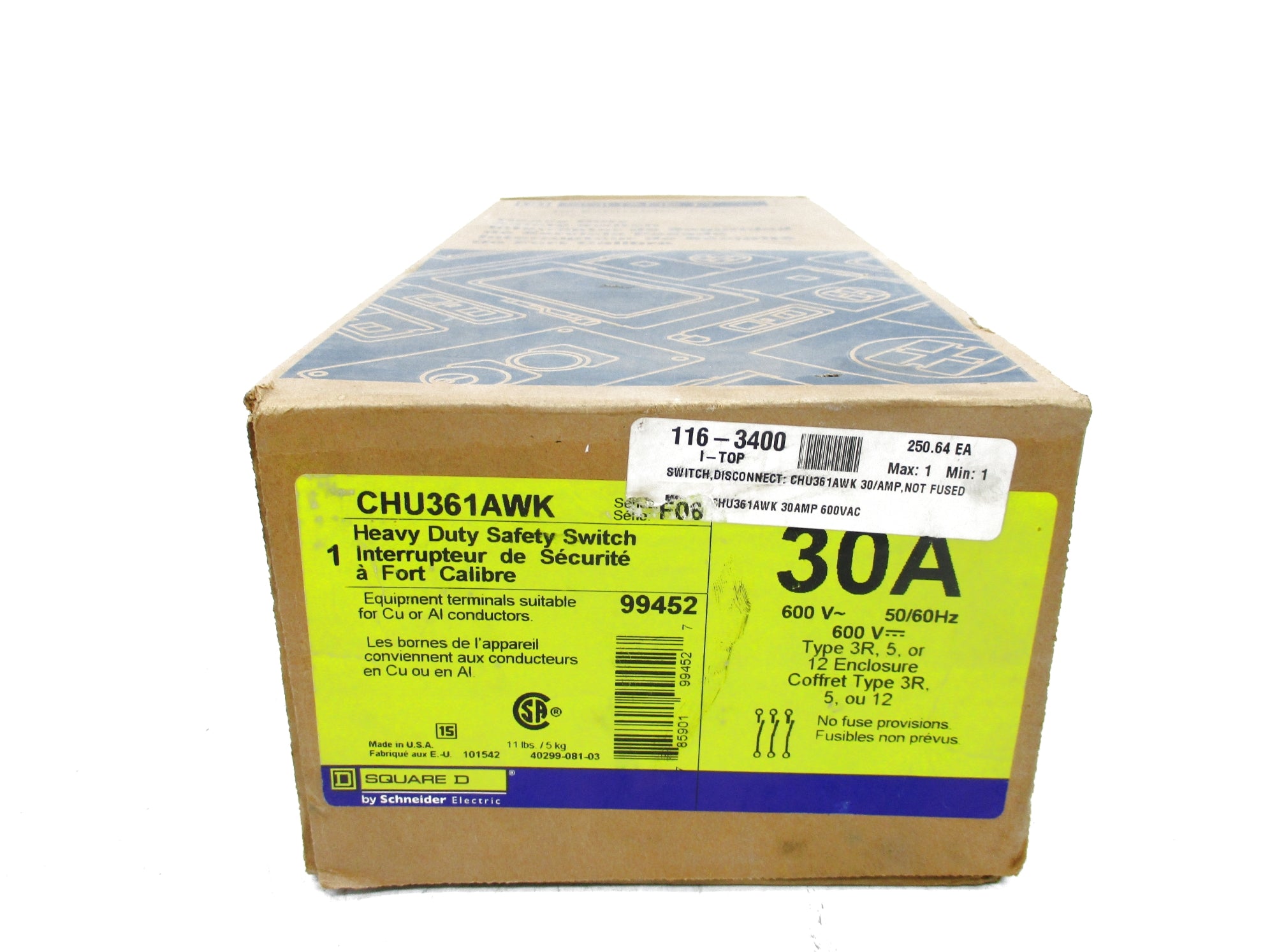 SQUARE D CHU361AWK SER. F06 NSFS