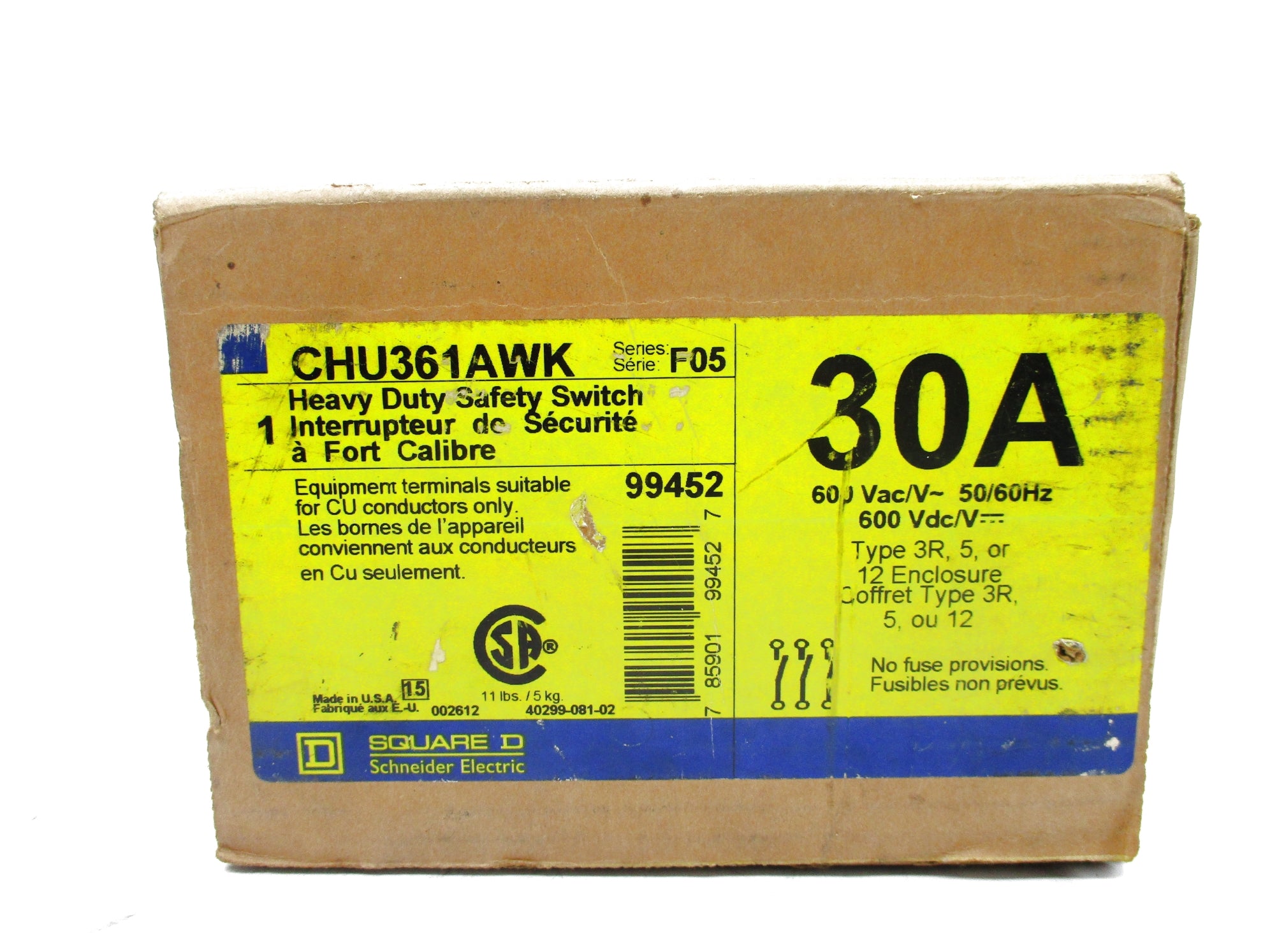 SQUARE D CHU361AWK SER. F05 NSMP