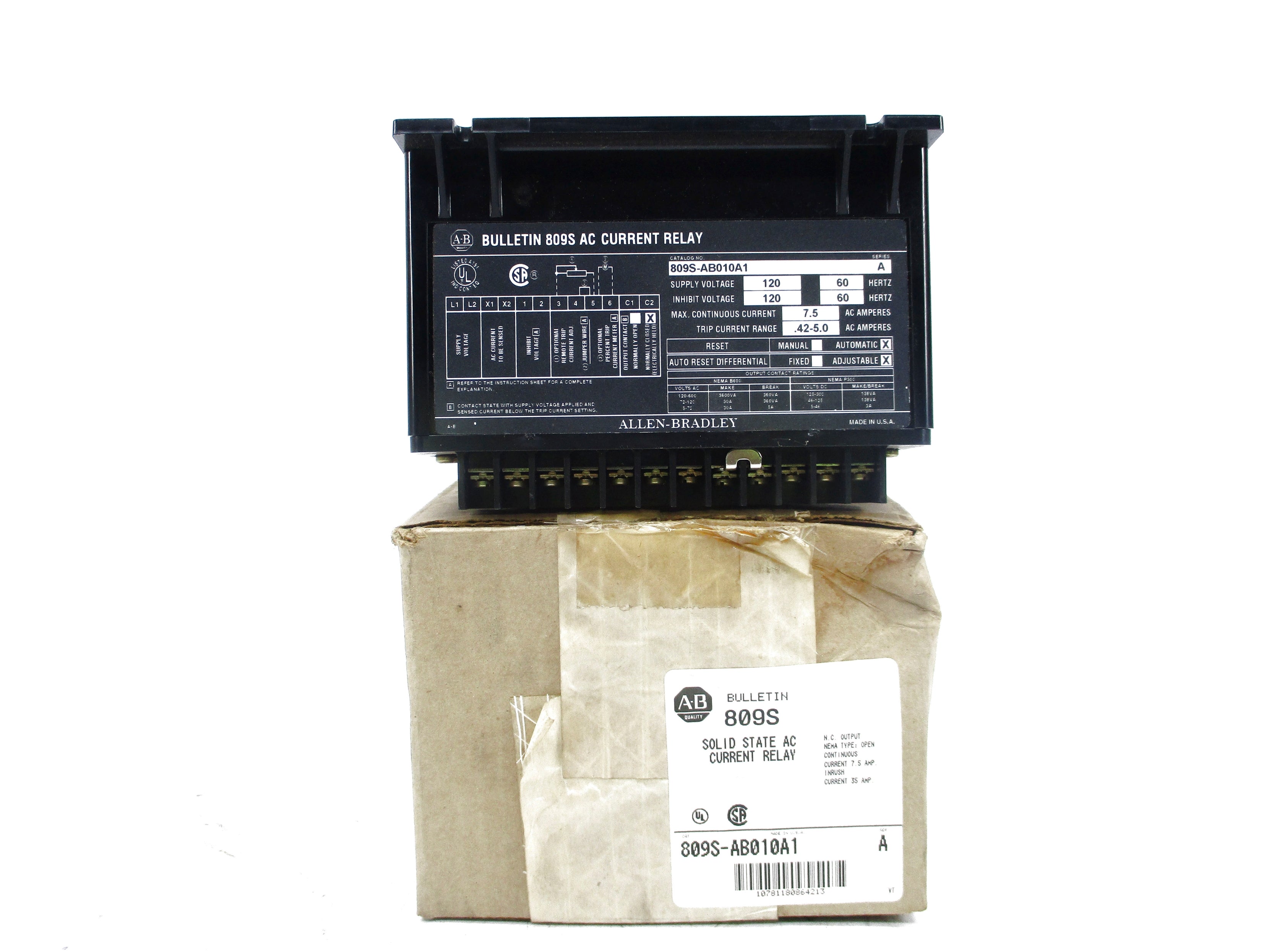INDUSTRIAL SPARE PART 809S-AB010A1 SER. A 7.5A 120V (BR/WH) NSMP