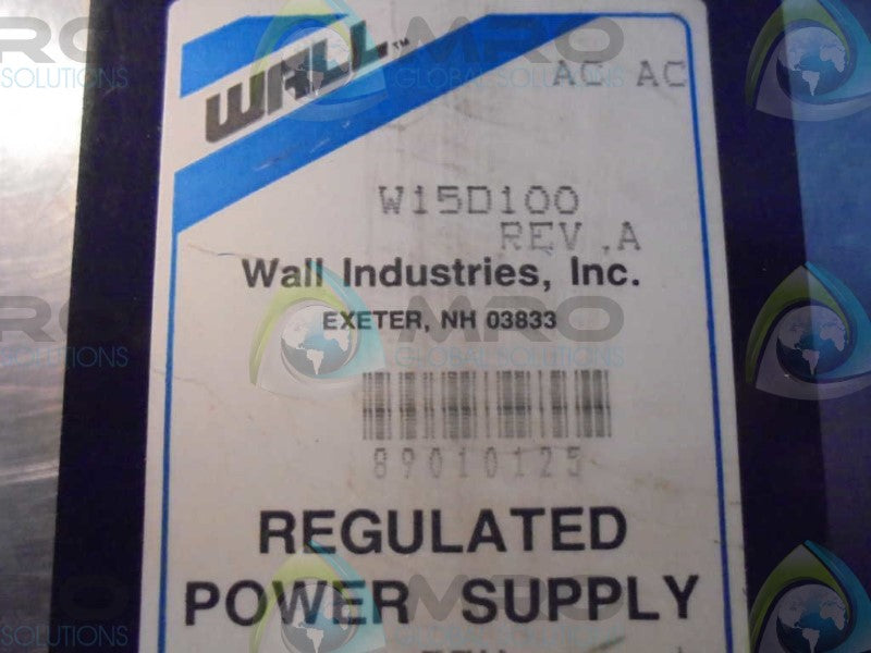 WALL INDUSTRIES, INC. W15D100 REV. (REGULATED POWER SUPPLY) *NEW NO BOX*