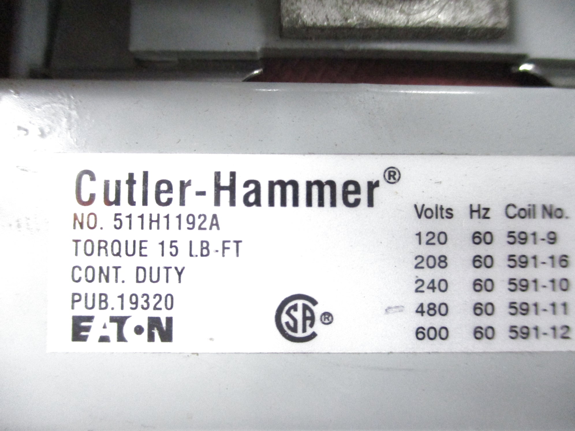 CUTLER HAMMER 511H1192A NSNP