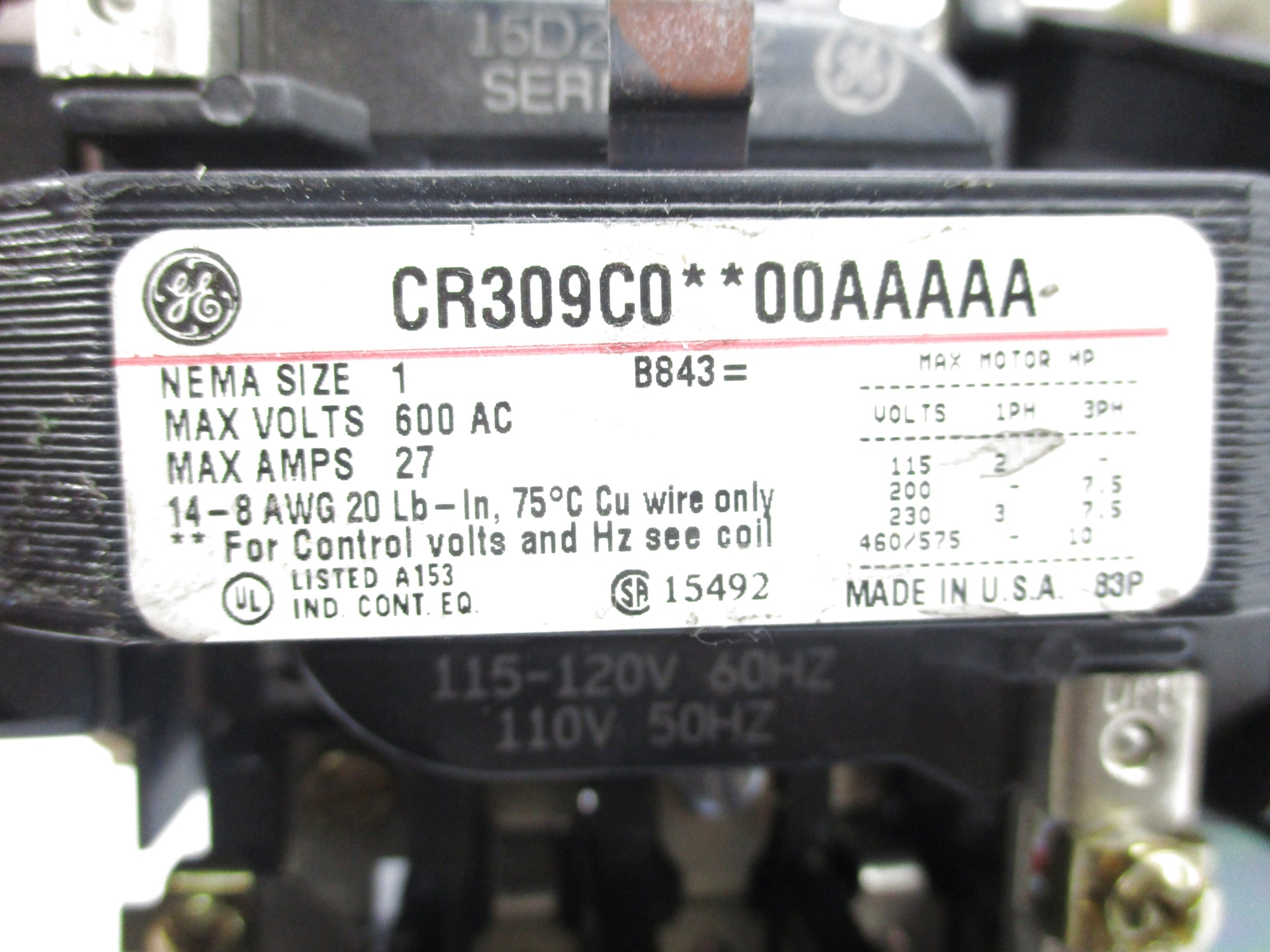 GENERAL ELECTRIC CR309C0**00AAAAA UNMP