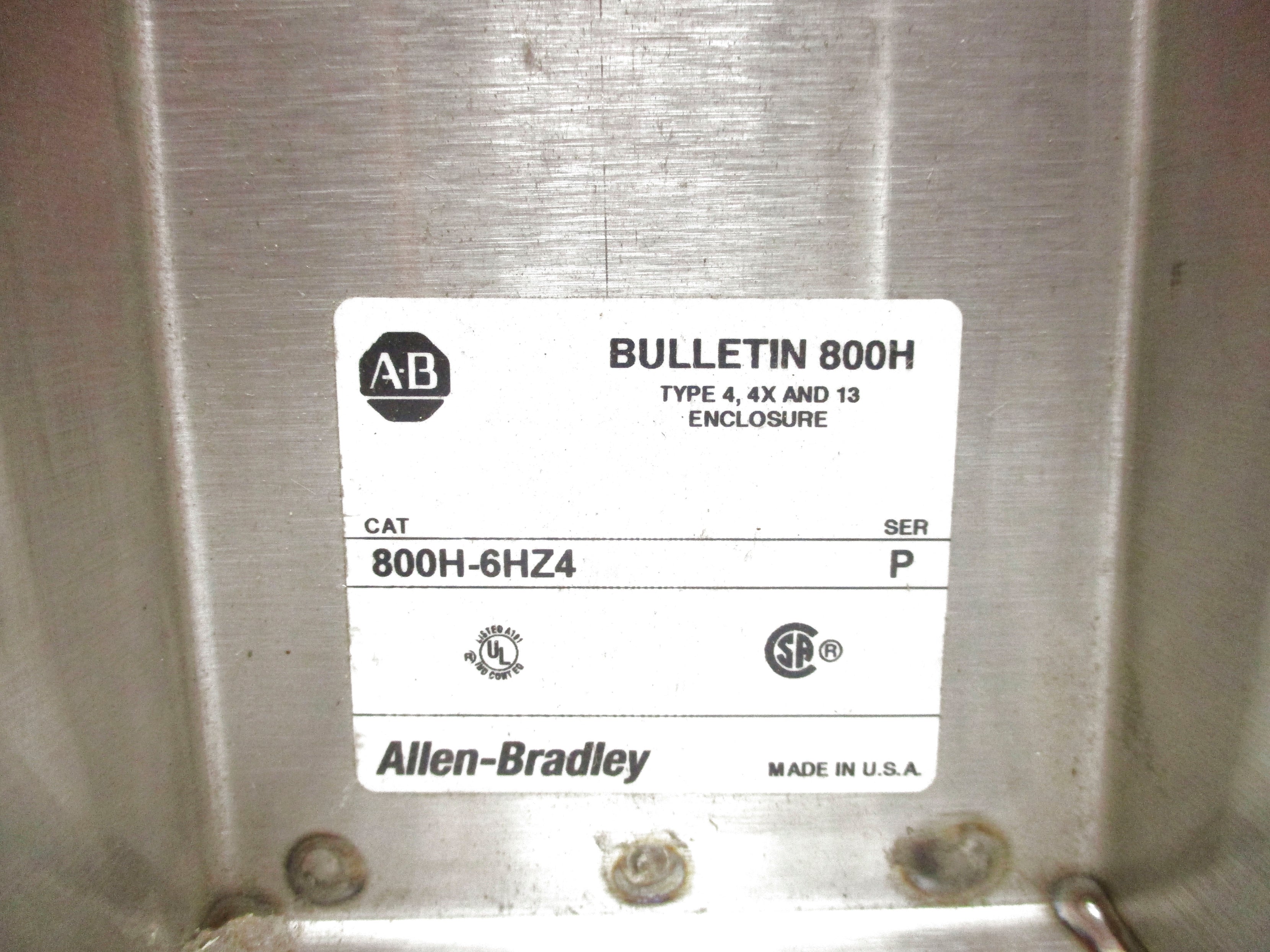 ALLEN BRADLEY 800H-6HZ4 SER. P NSNP