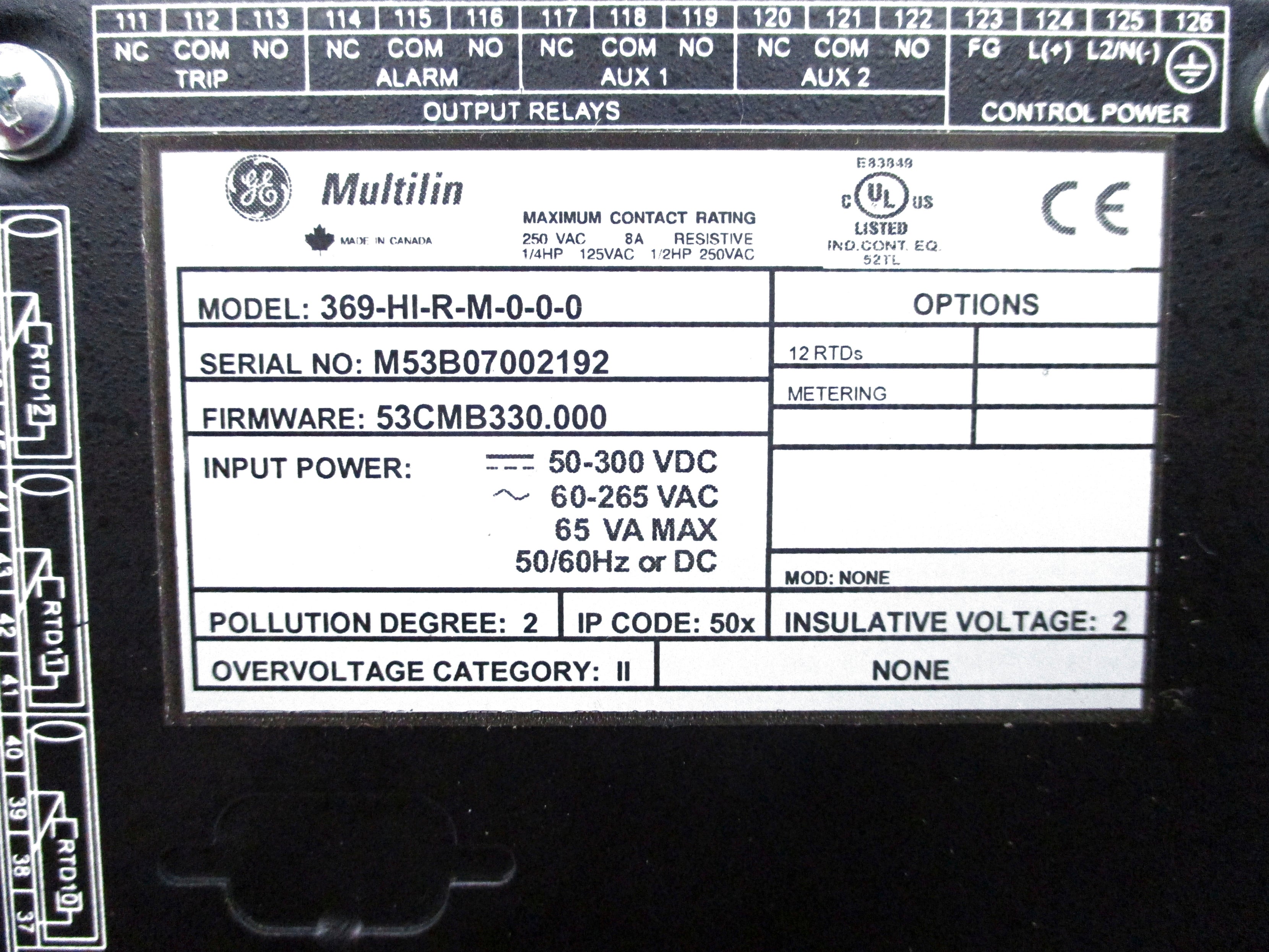 GENERAL ELECTRIC 369-HI-R-M-0-0-0 REMAN