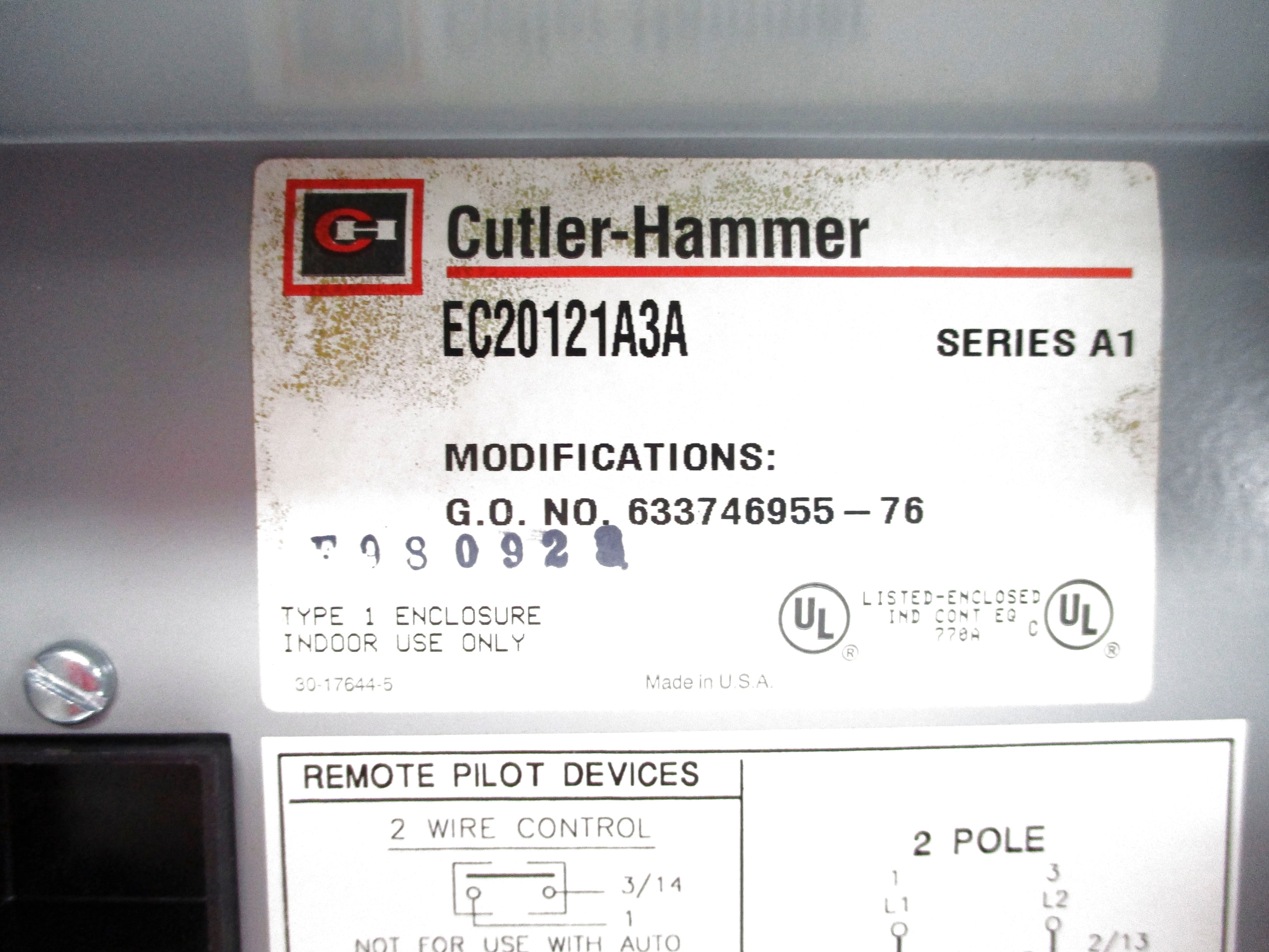 CUTLER HAMMER EC20121A3A SER. A1 NSNP
