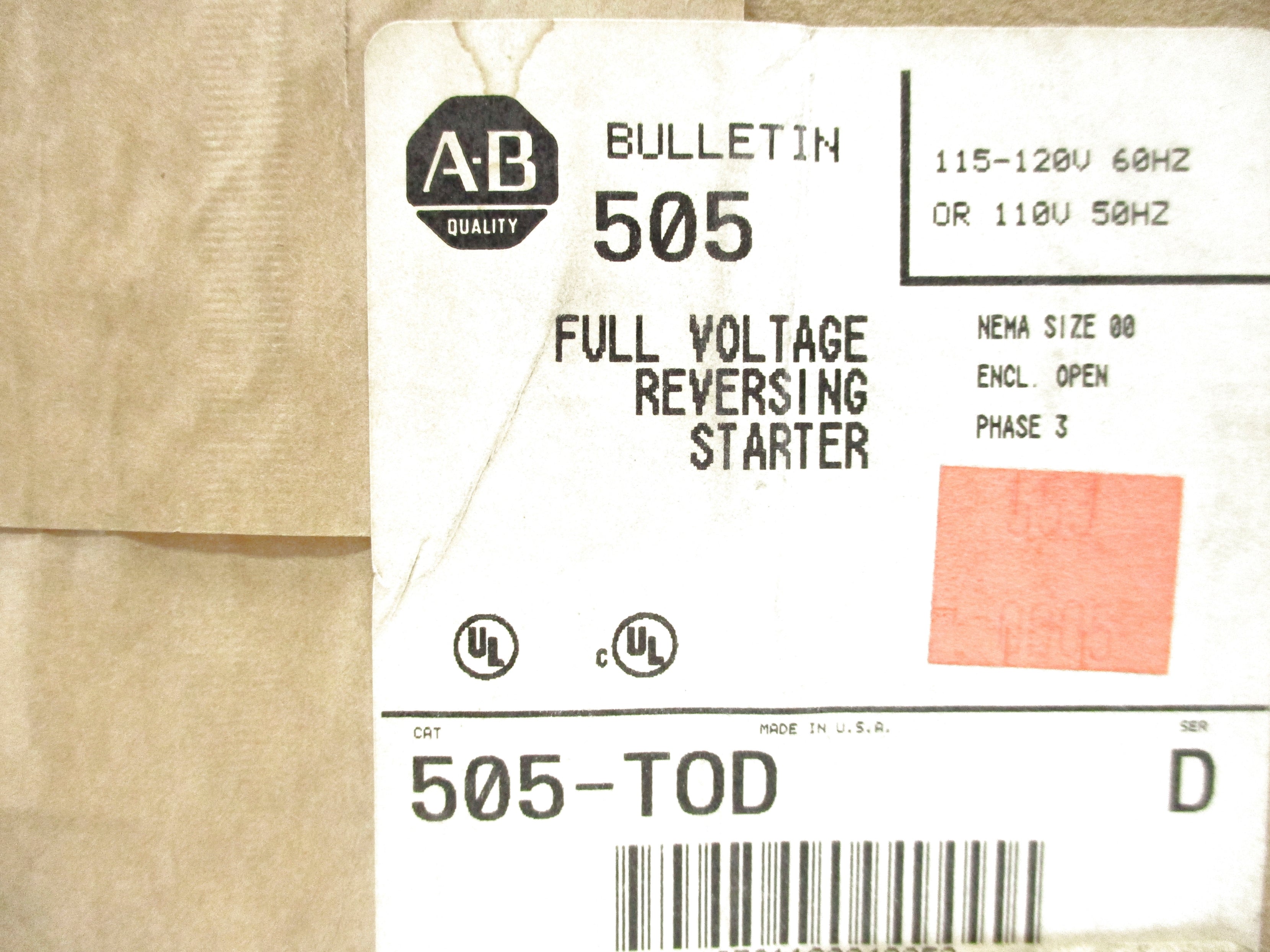 INDUSTRIAL SPARE PART 505-TOD SER. D 110/115-120V (BR/WH) NSFS