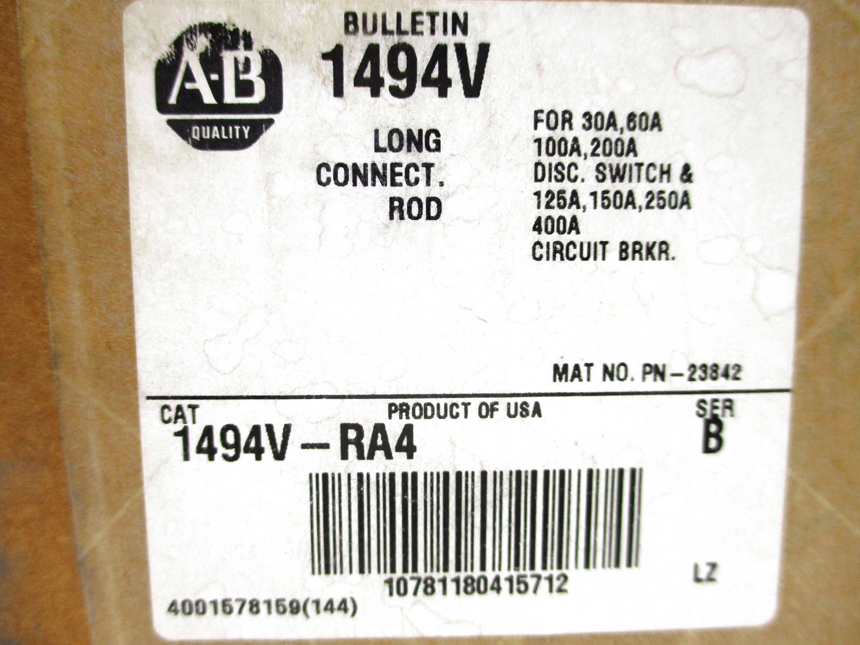 ALLEN BRADLEY 1494V-RA4 SER. B (BR/WH) NSFS