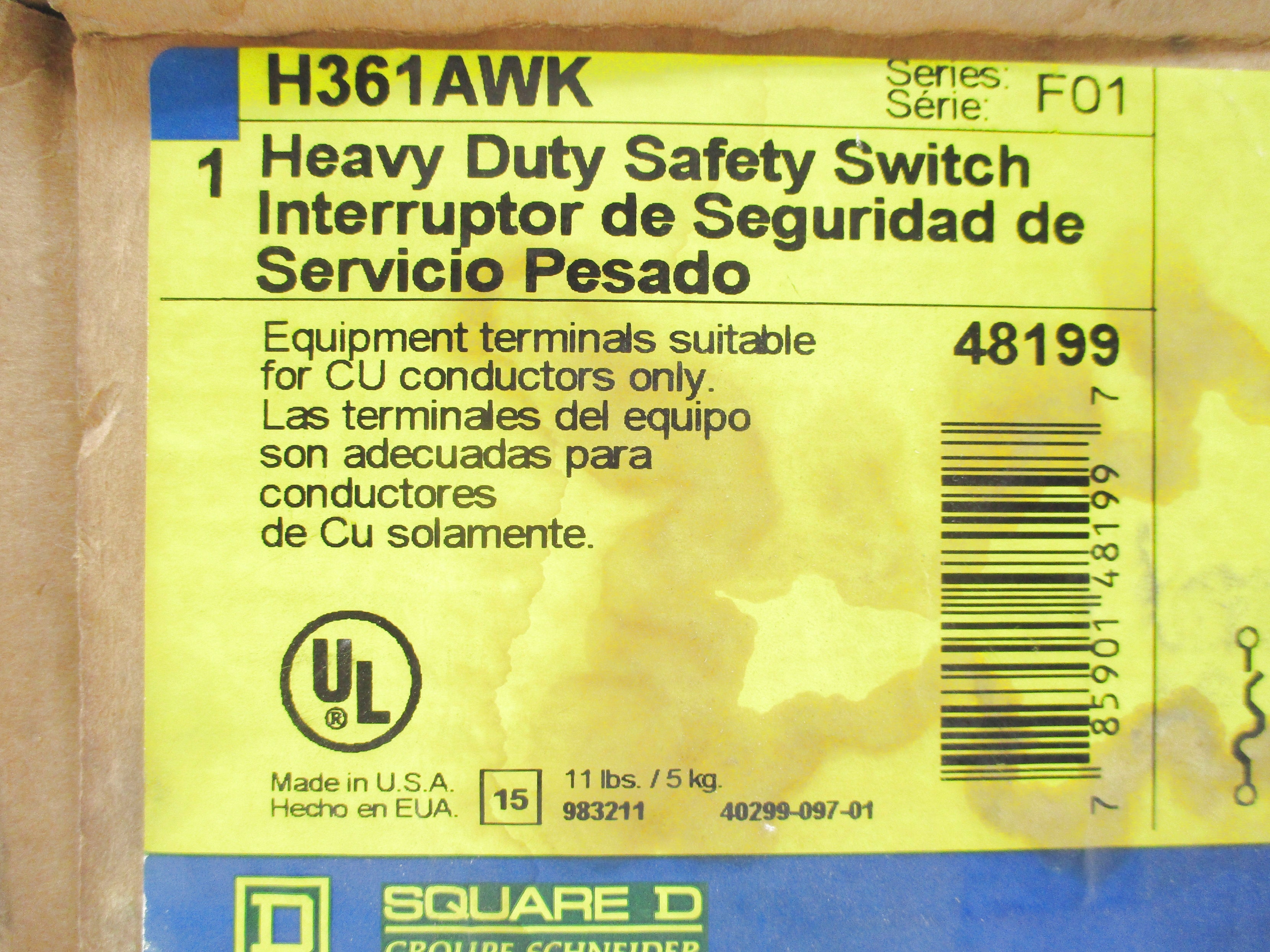 SQUARE D H361AWK SER. F01 NSFS