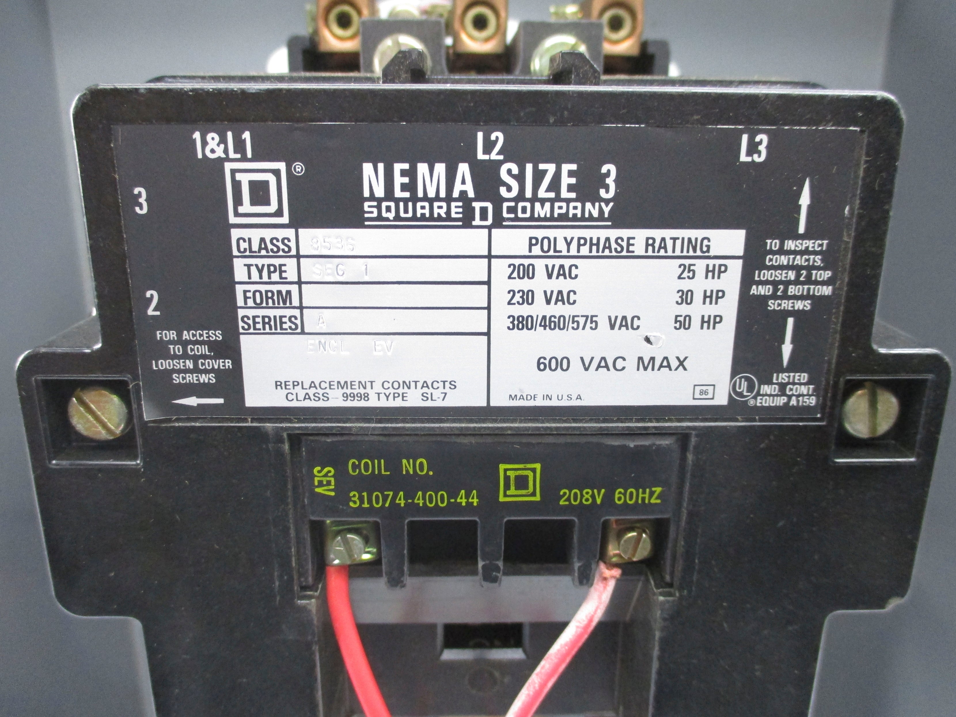 SQUARE D 8536SEG1 SER. A NSNP