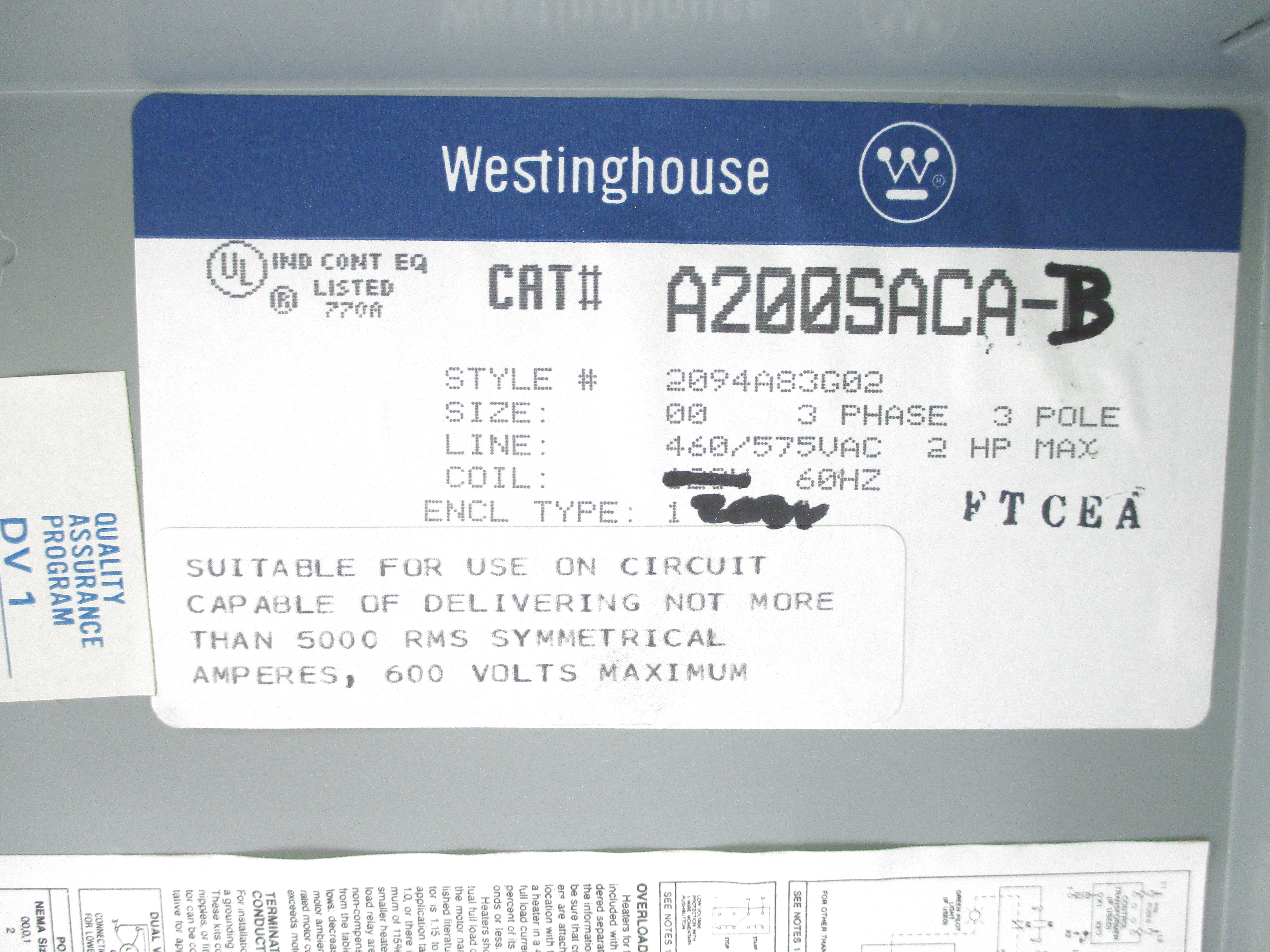 WESTINGHOUSE A200SACA-B NSNP