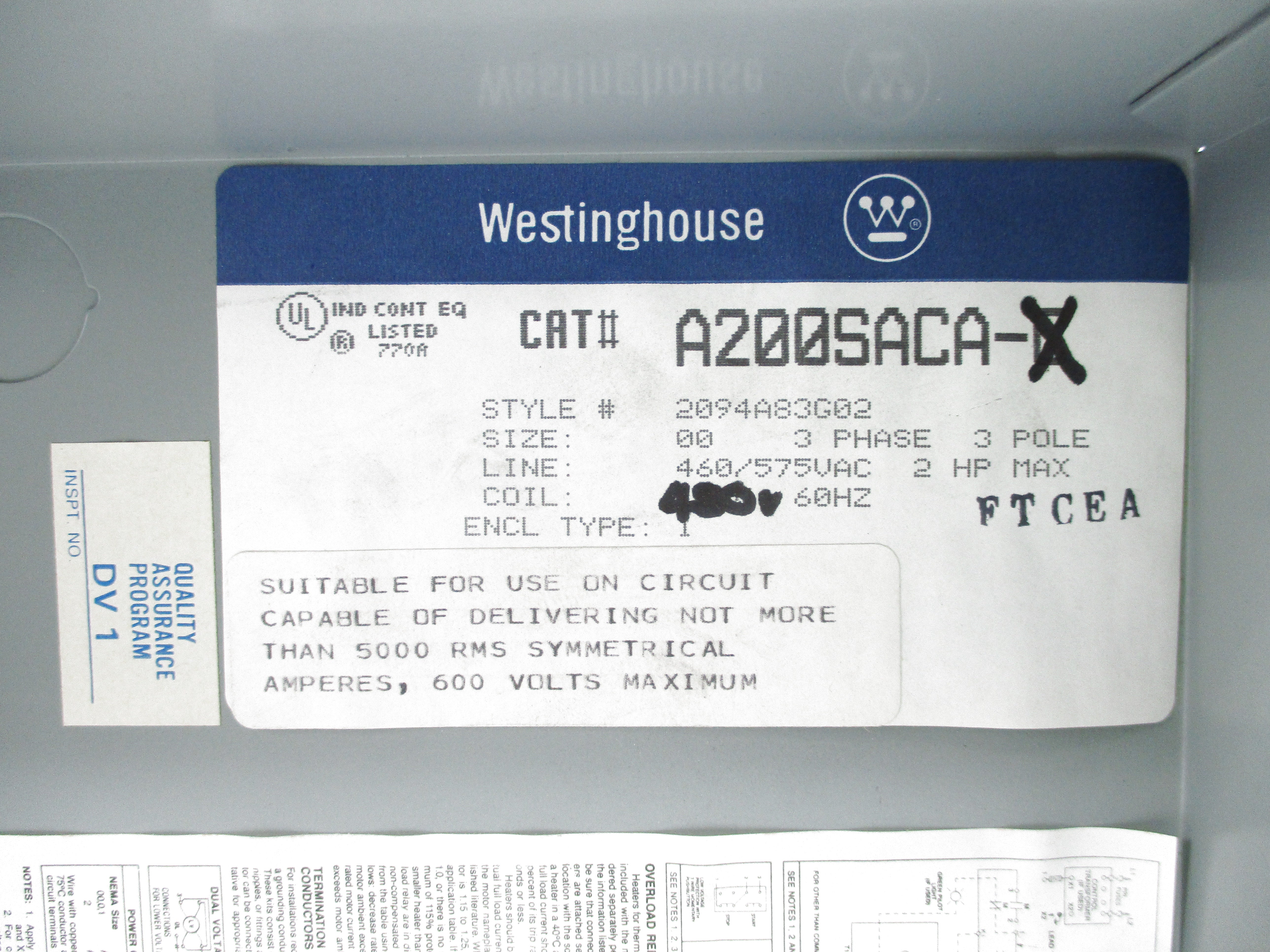 WESTINGHOUSE A200SACA-X NSNP