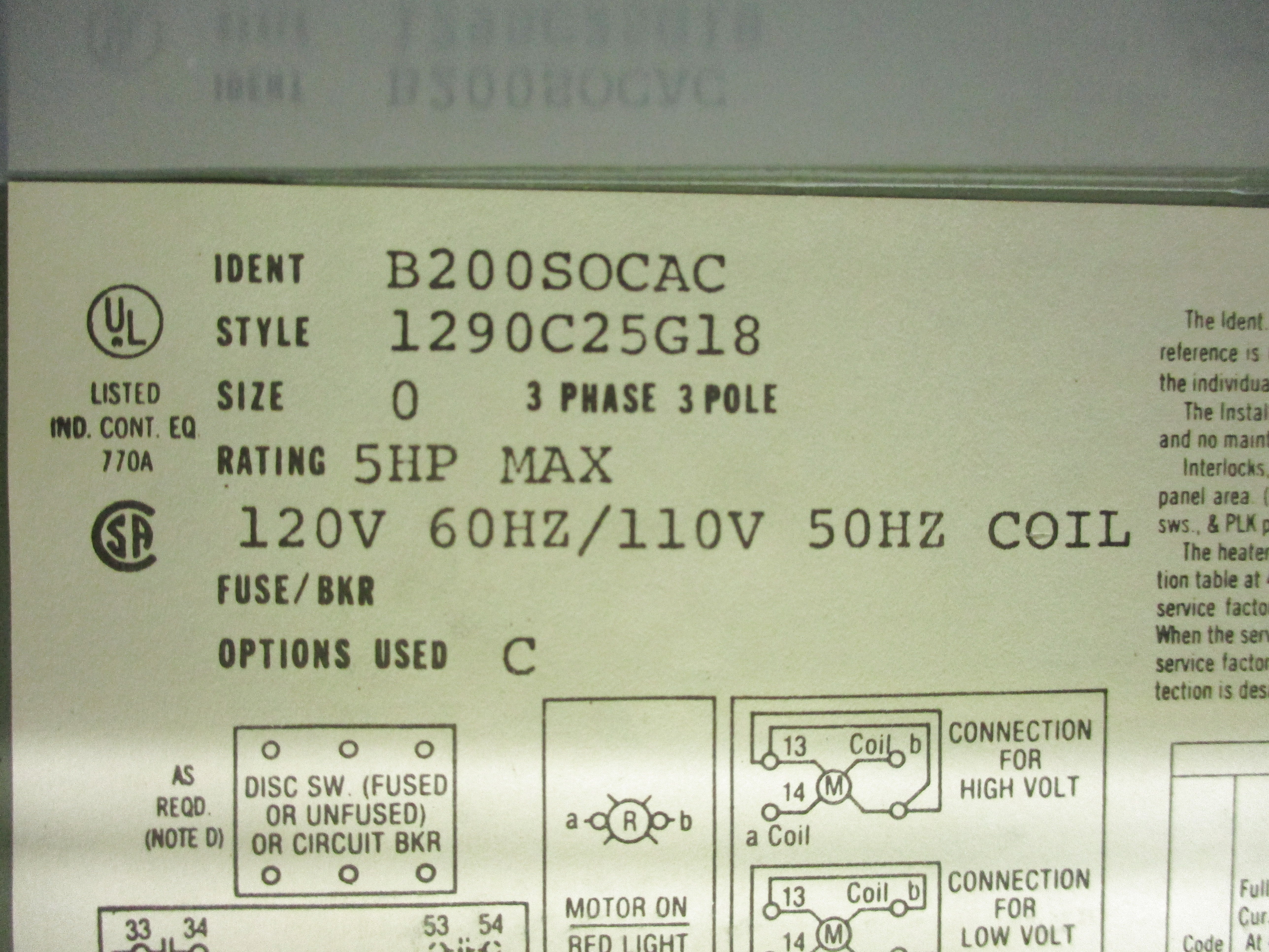 WESTINGHOUSE B200SOCAC NSNP