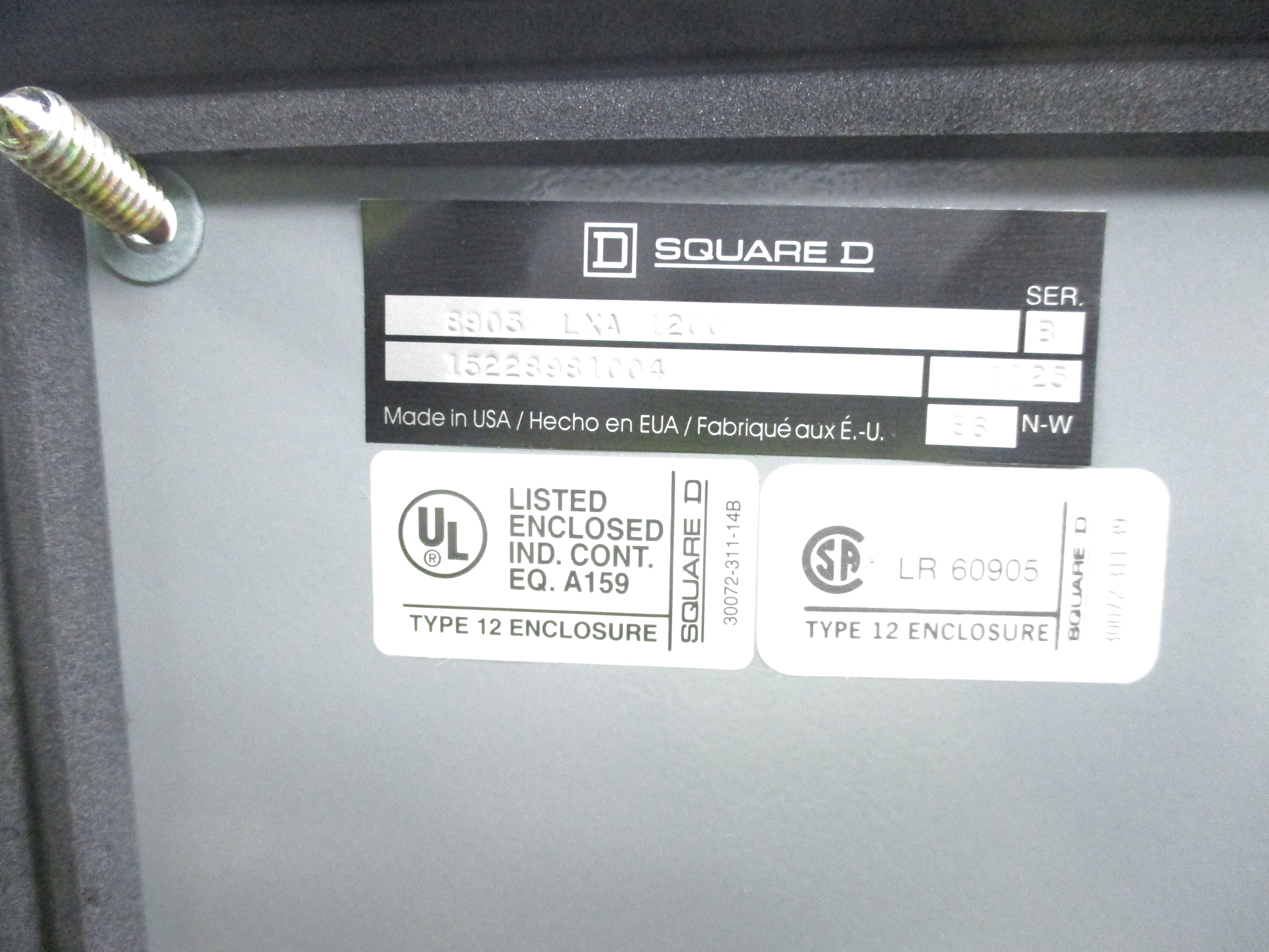 SQUARE D 8903LXA1200 SER. B 277V NSNP