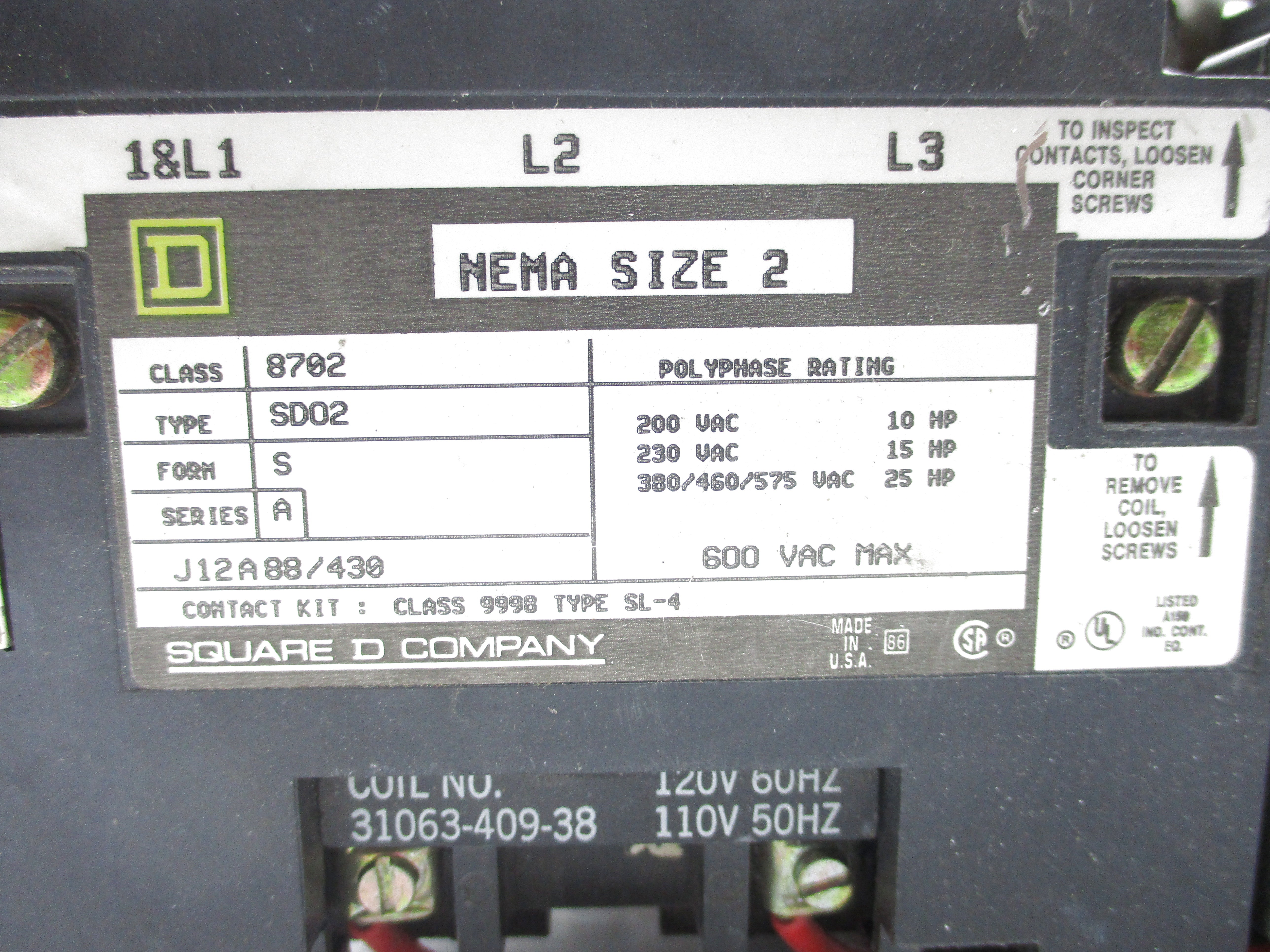 SQUARE D 8702SDO2S SER. A UNMP