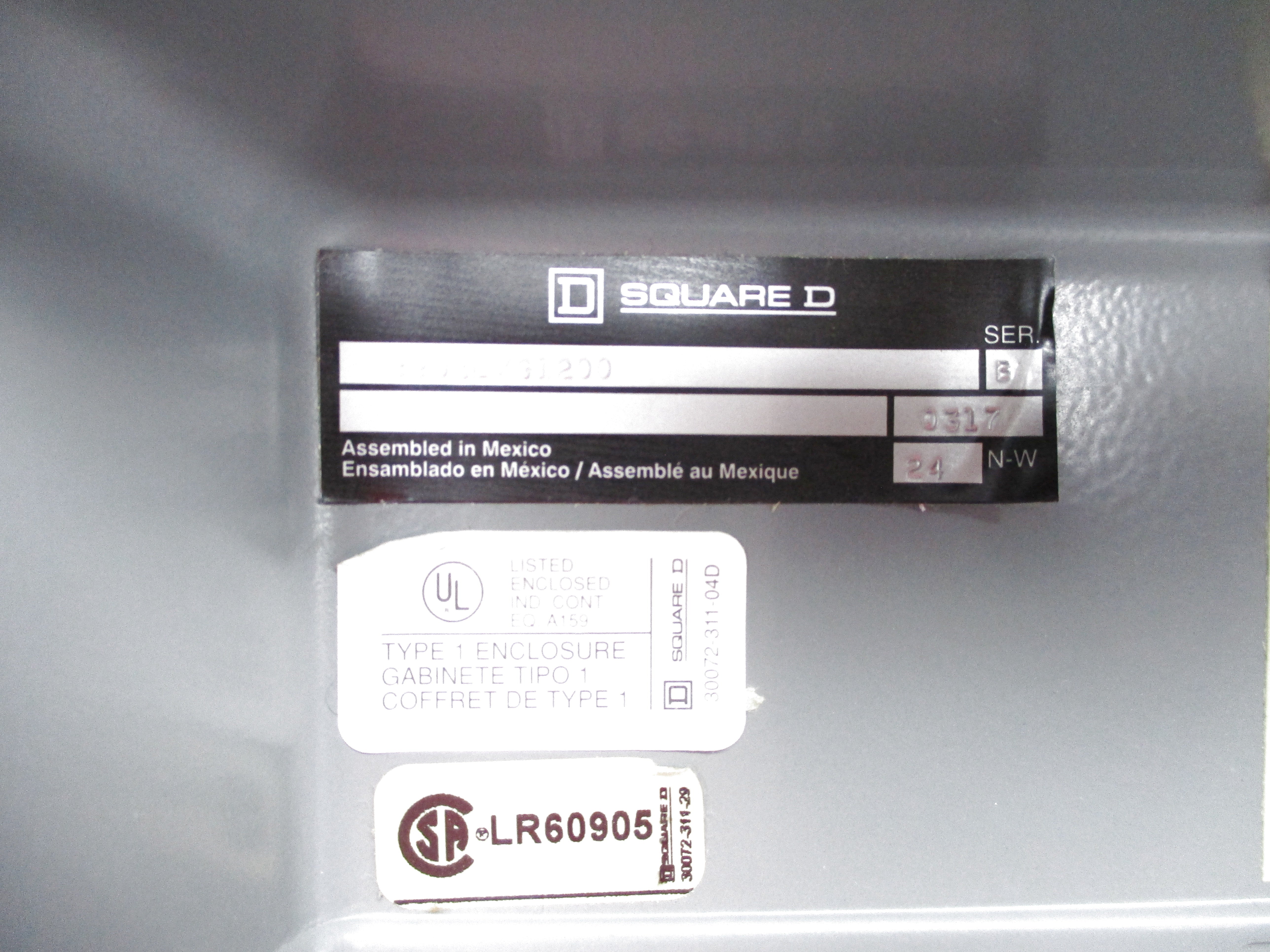 SQUARE D 8903LXG1200V02 SER. B 110-120V NSNP
