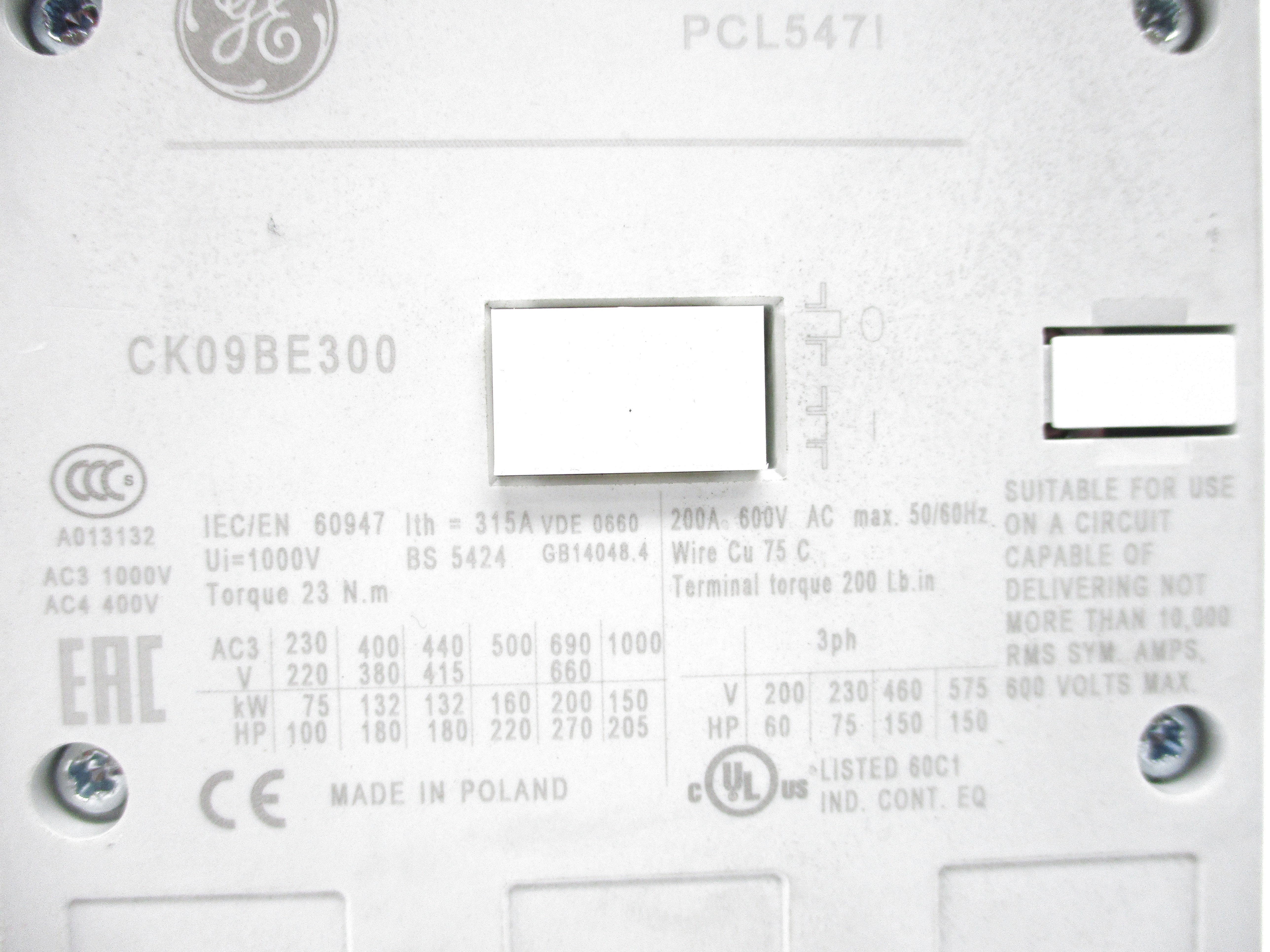 GENERAL ELECTRIC CK09BE300 250V NSNP