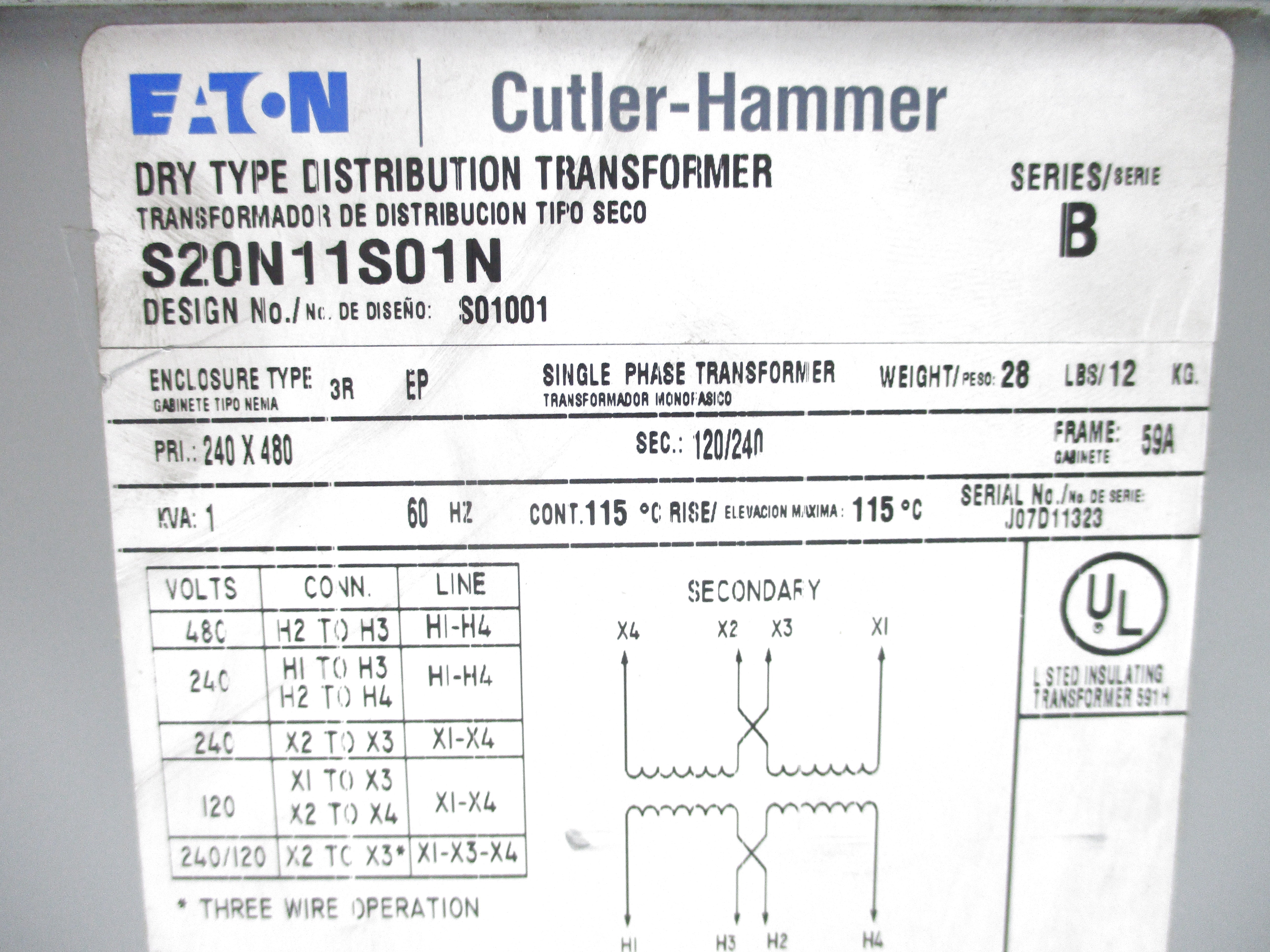 EATON S20N11S01N SER. B 240/480V NSNP