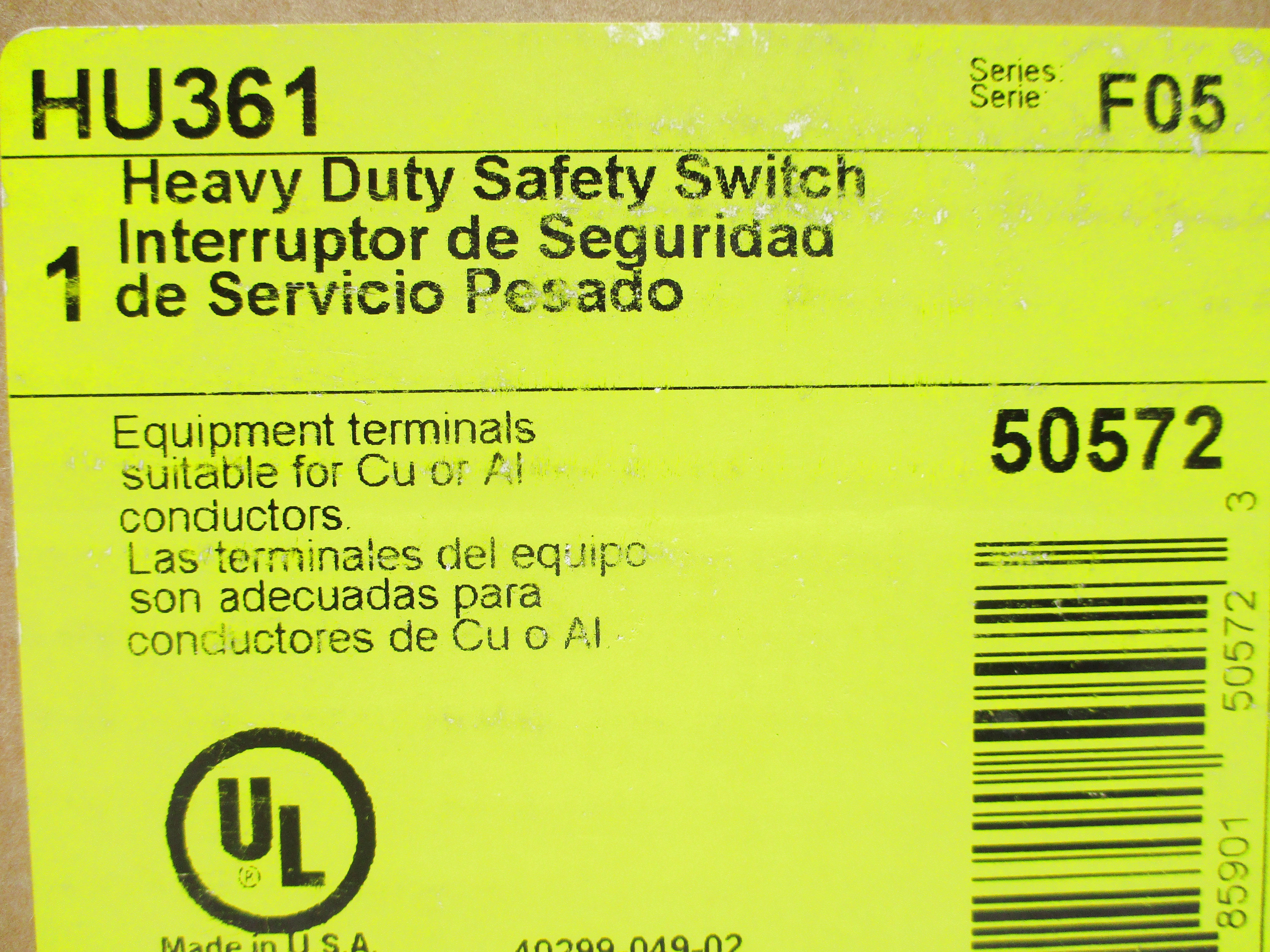 SQUARE D HU361 SER. F05 NSFS