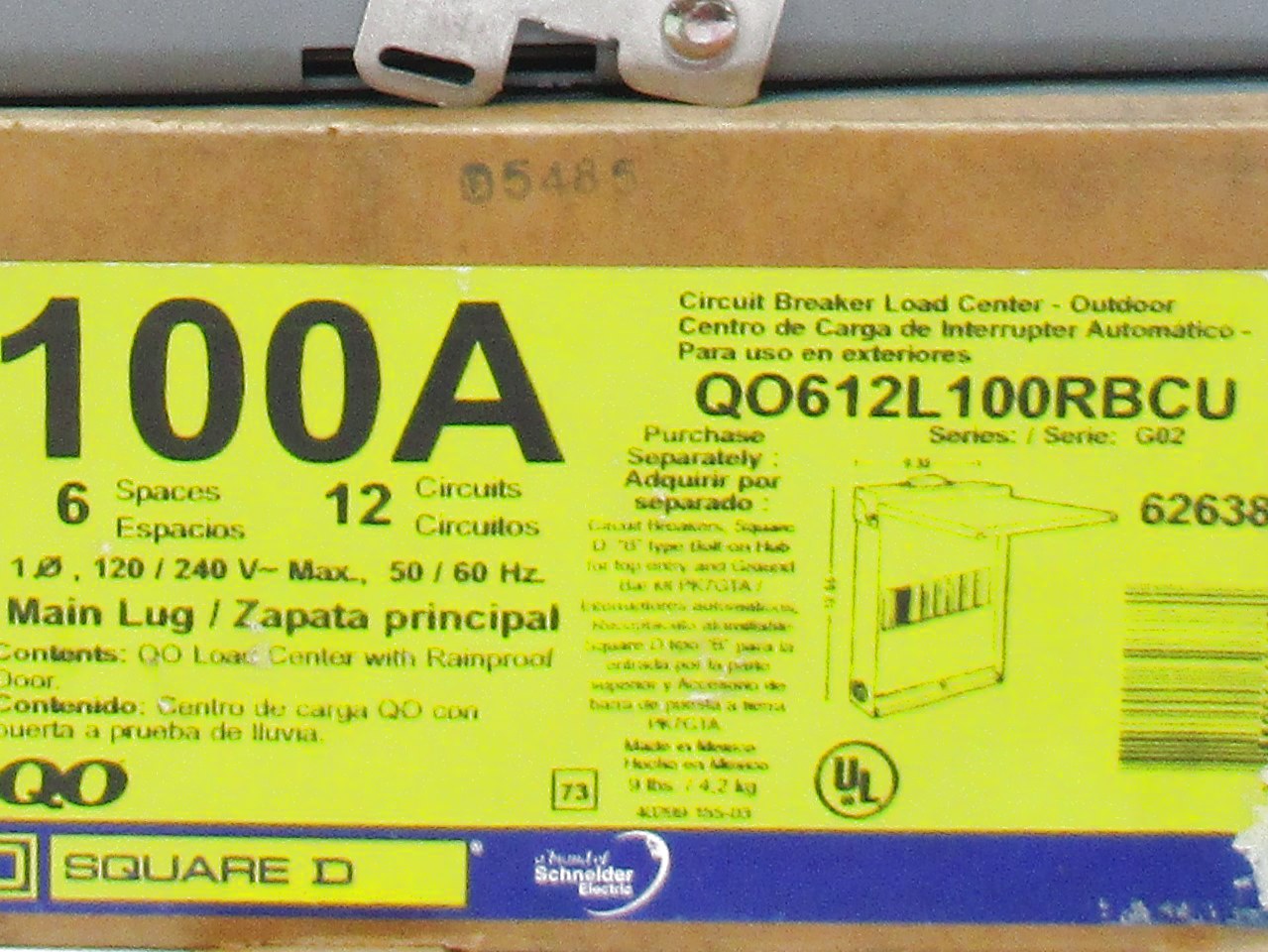 SQUARE D QO612L100RBCU SER. G02 NSMP