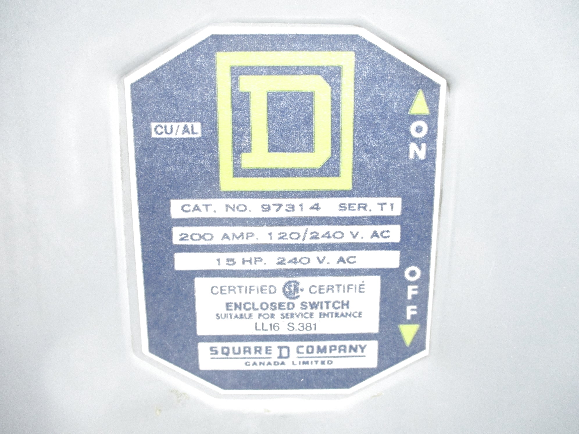 SQUARE D 97314 SER. T1 NSNP