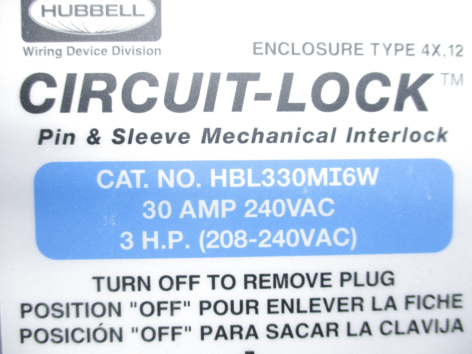 HUBBELL HBL330MI6W UNMP