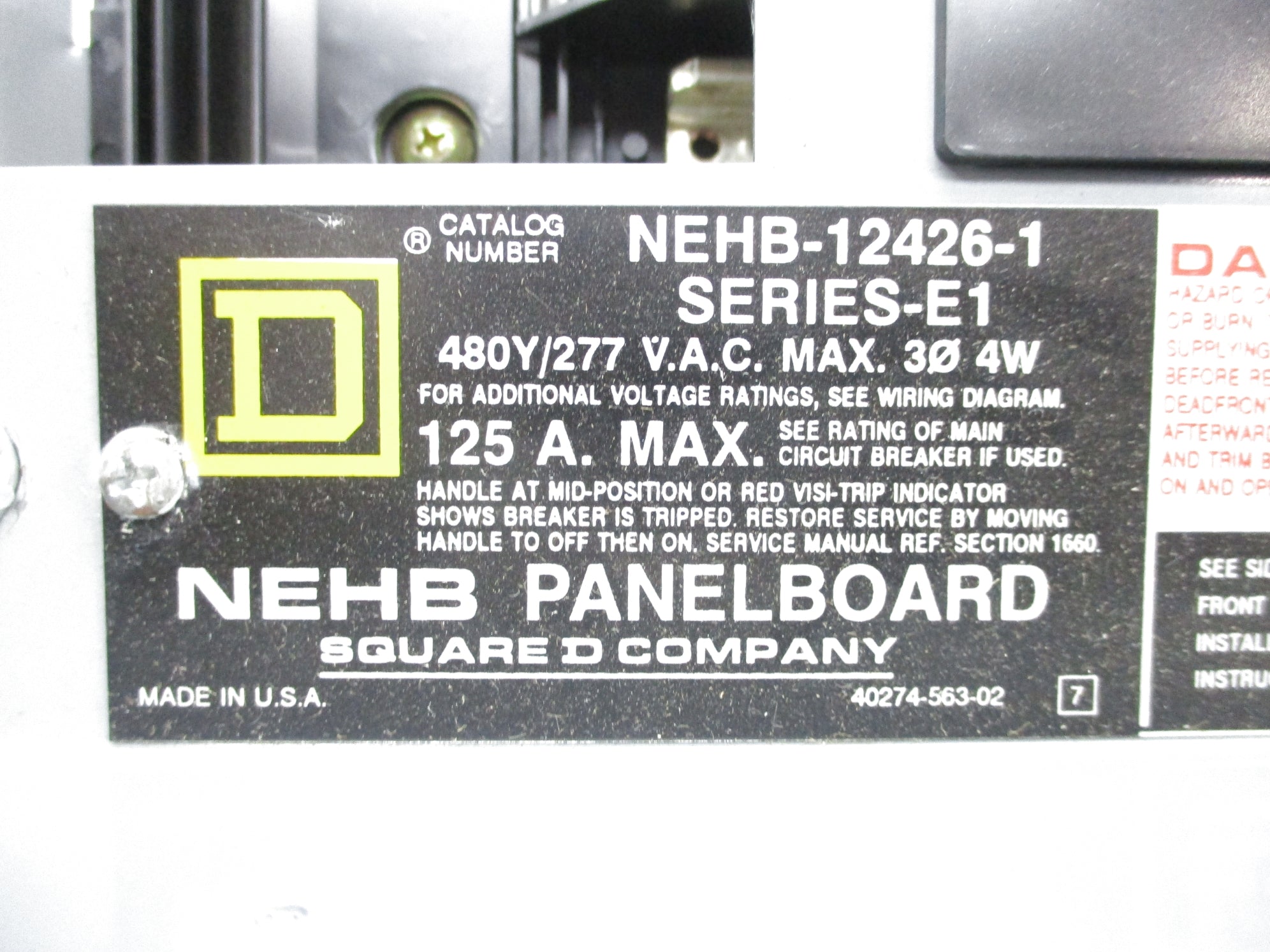 SQUARE D NEHB-12426-1 SER. E1 NSNP