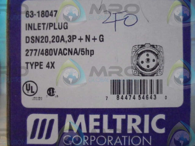 MELTRIC CORP. 63-18047 INLET/PLUG *NEW IN BOX*