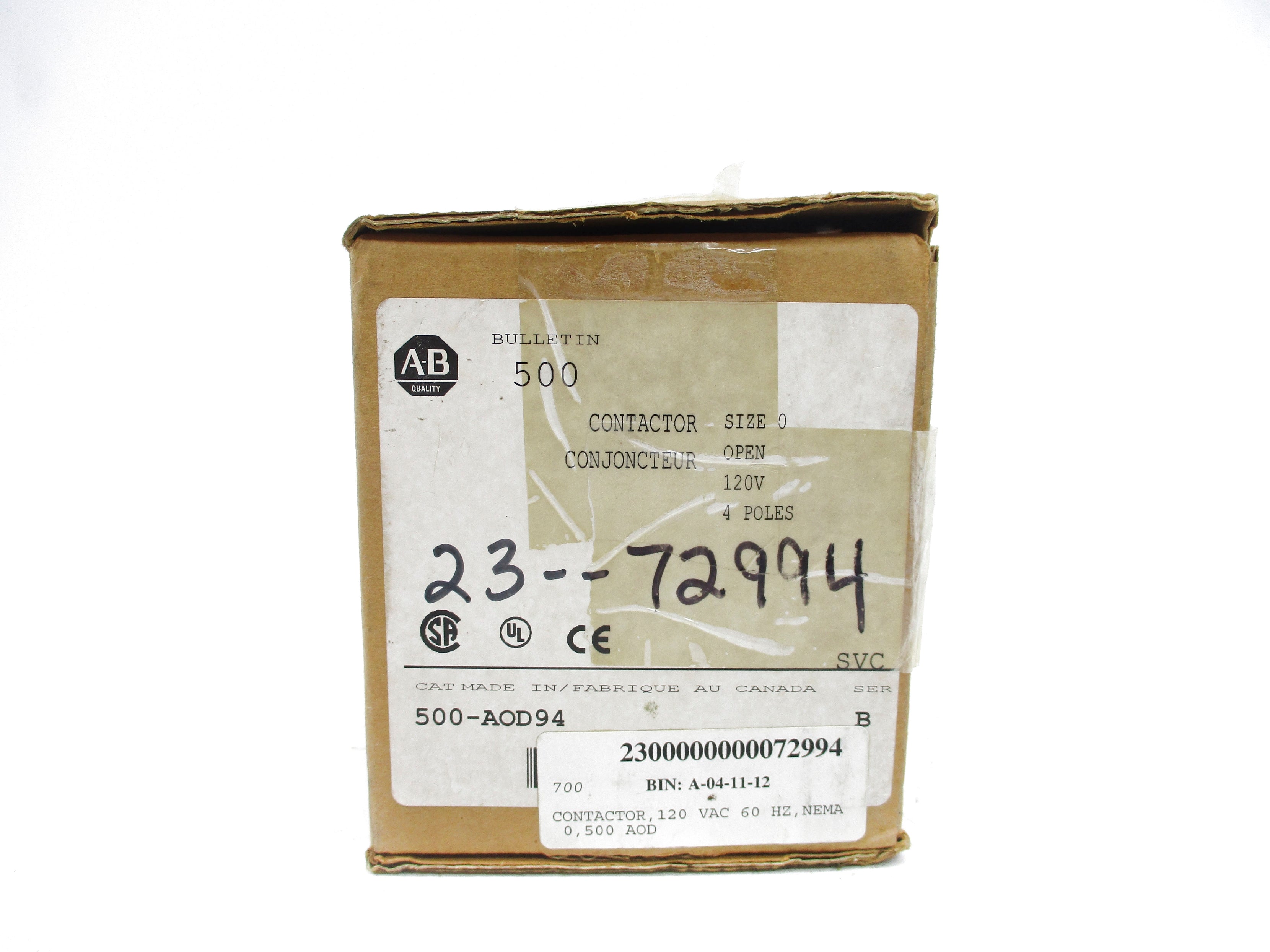 INDUSTRIAL SPARE PART 500-AOD94 SER. B 120V (BR/WH) NSMP