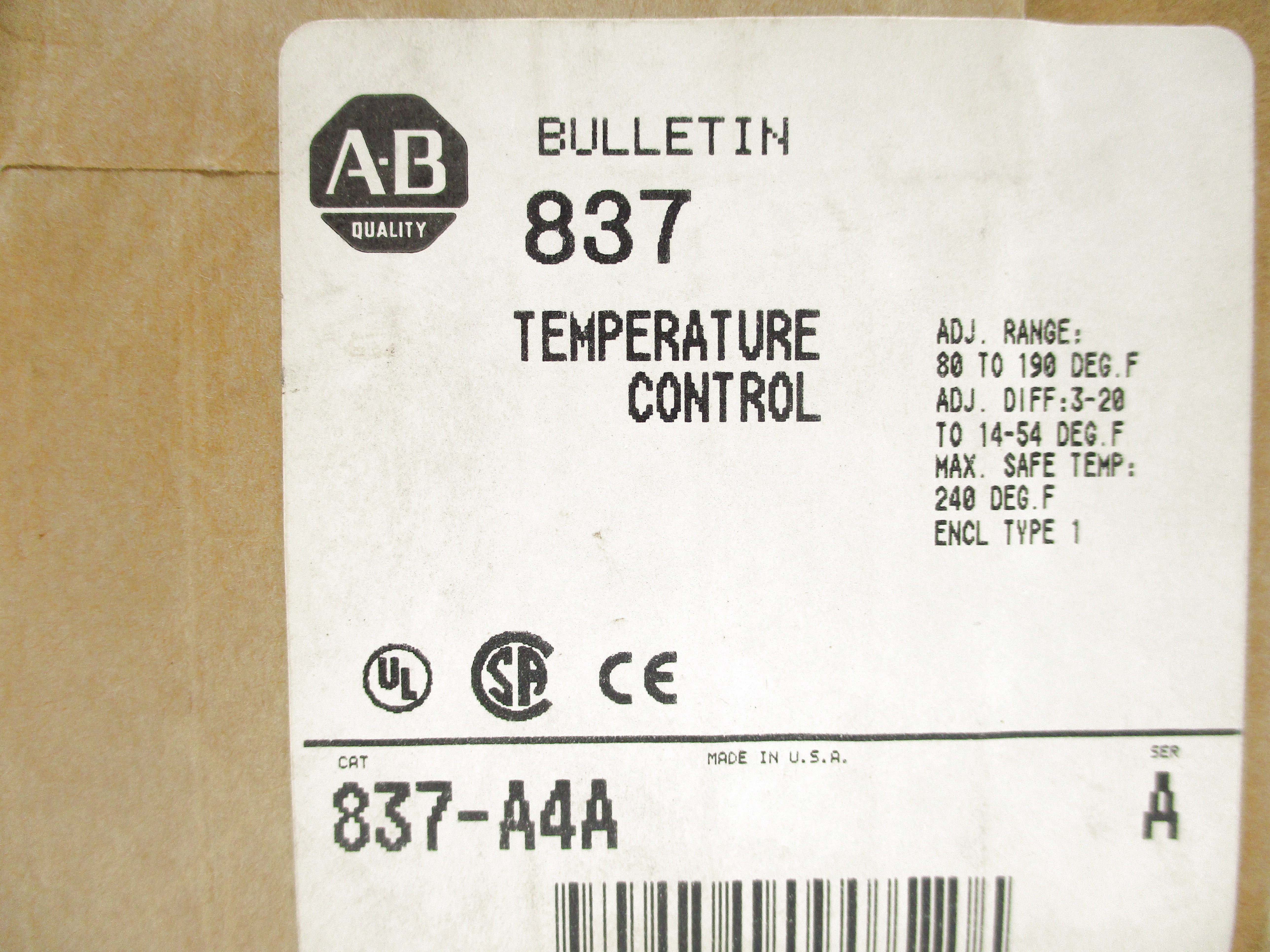 INDUSTRIAL SPARE PART 837-A4A SER. A (BR/WH) NSFS