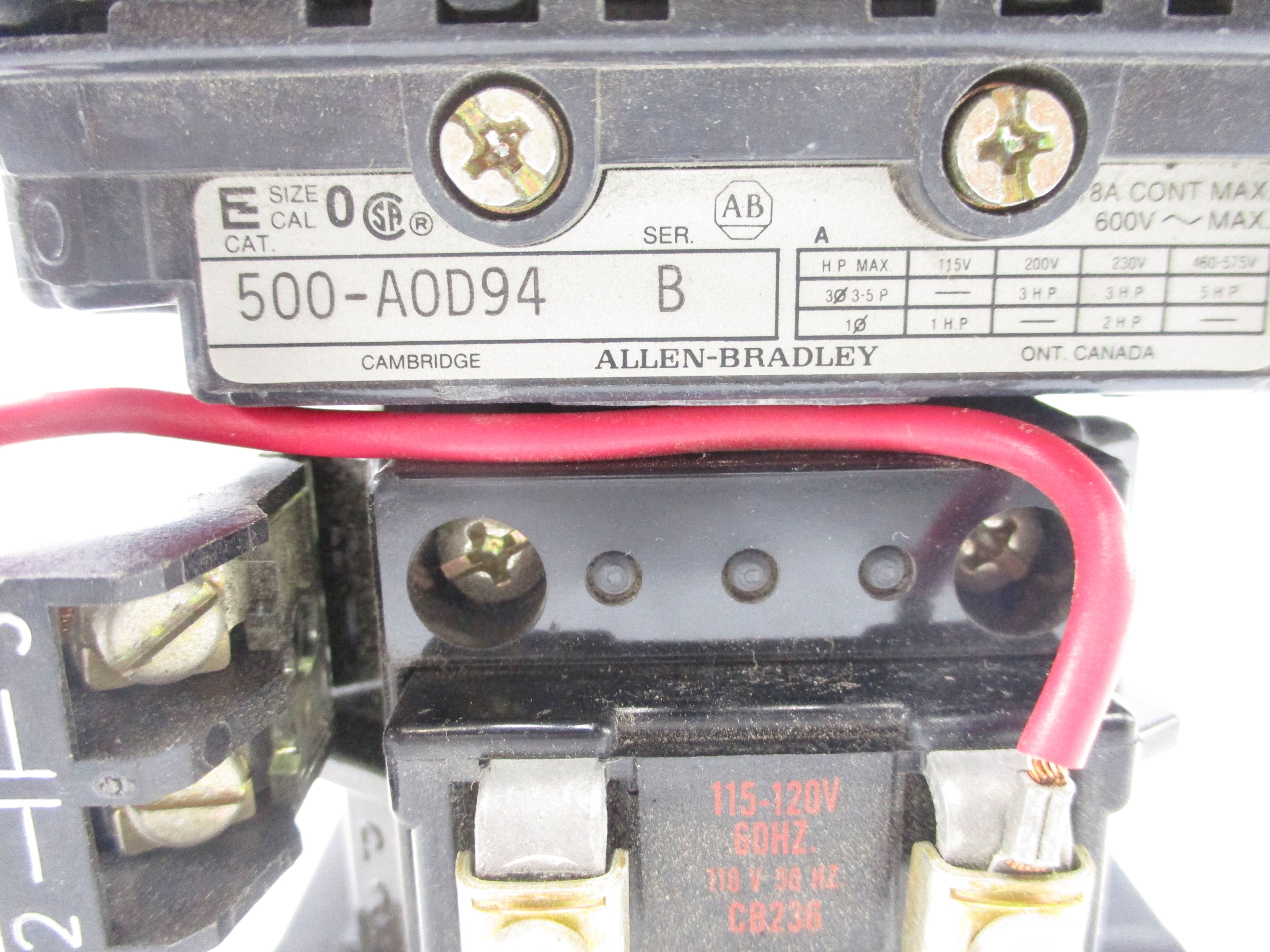 INDUSTRIAL SPARE PART 500-AOD94 SER. B 120V NSNP