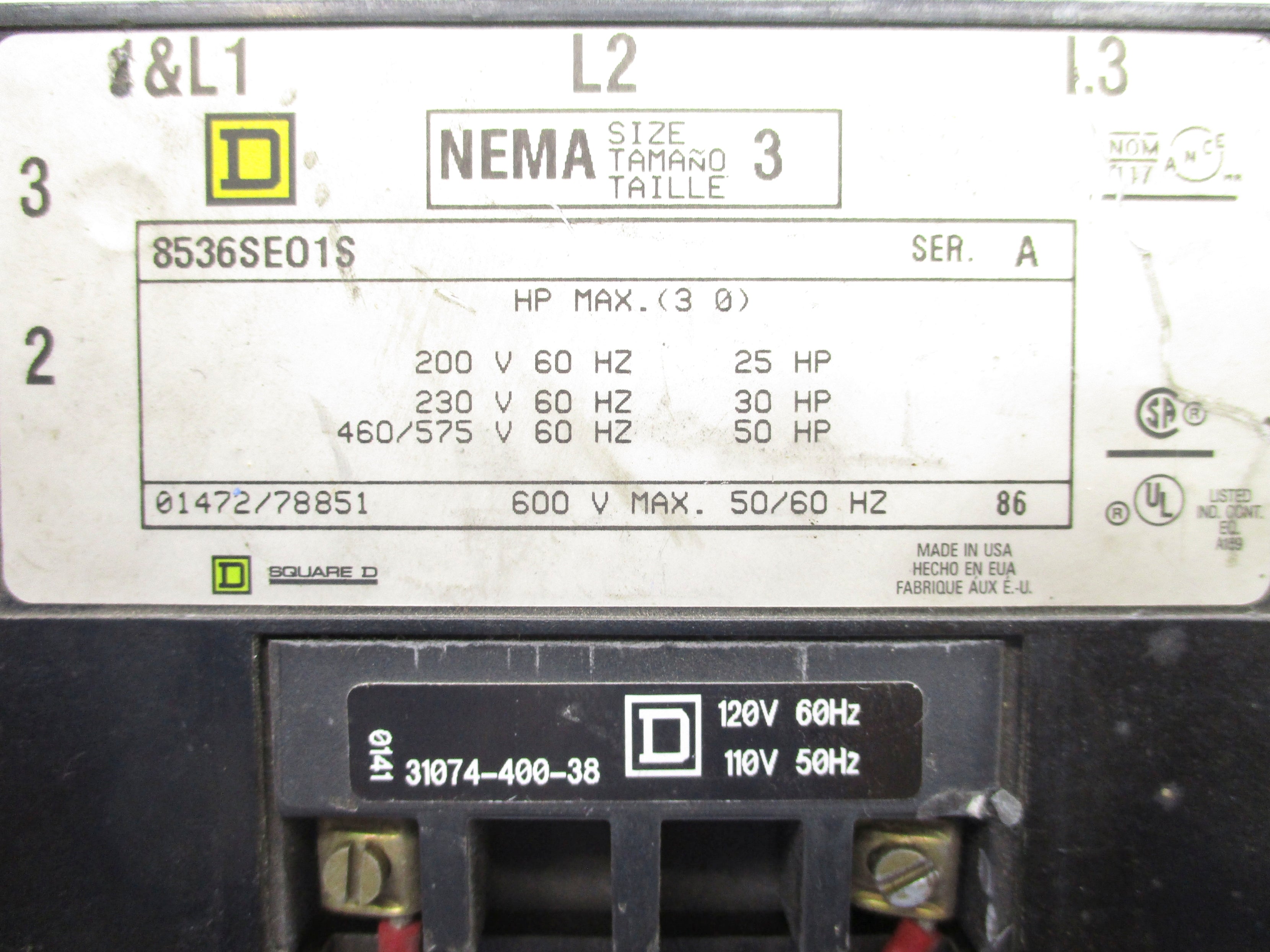 SQUARE D 8536SEO1S SER. A 110/120V (AS PICTURED) NSNP