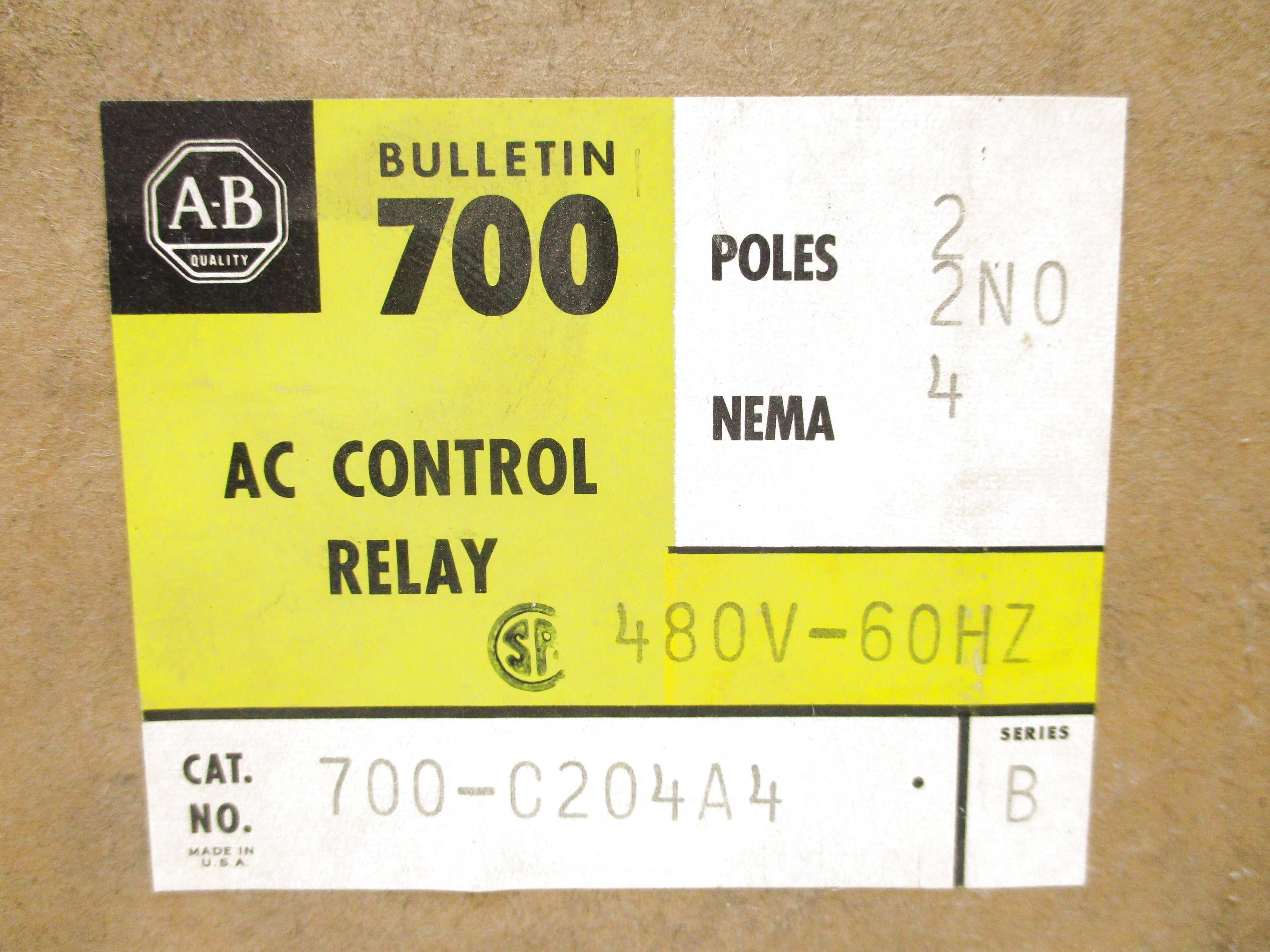 INDUSTRIAL SPARE PART 700-C204A4 SER. B 480V (BR/YL) NSFS