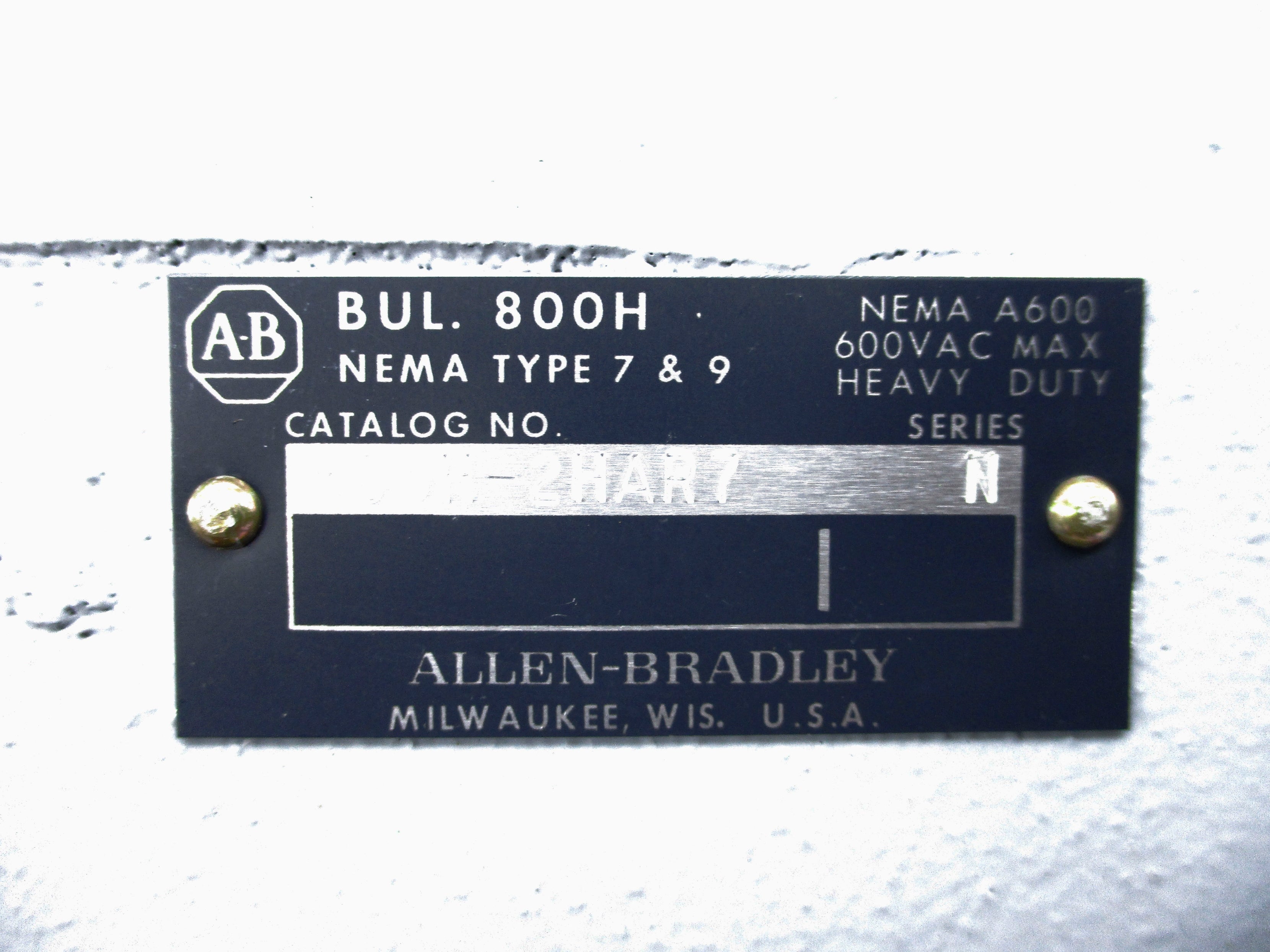 INDUSTRIAL SPARE PART 800H-2HAR7 SER. N NSNP