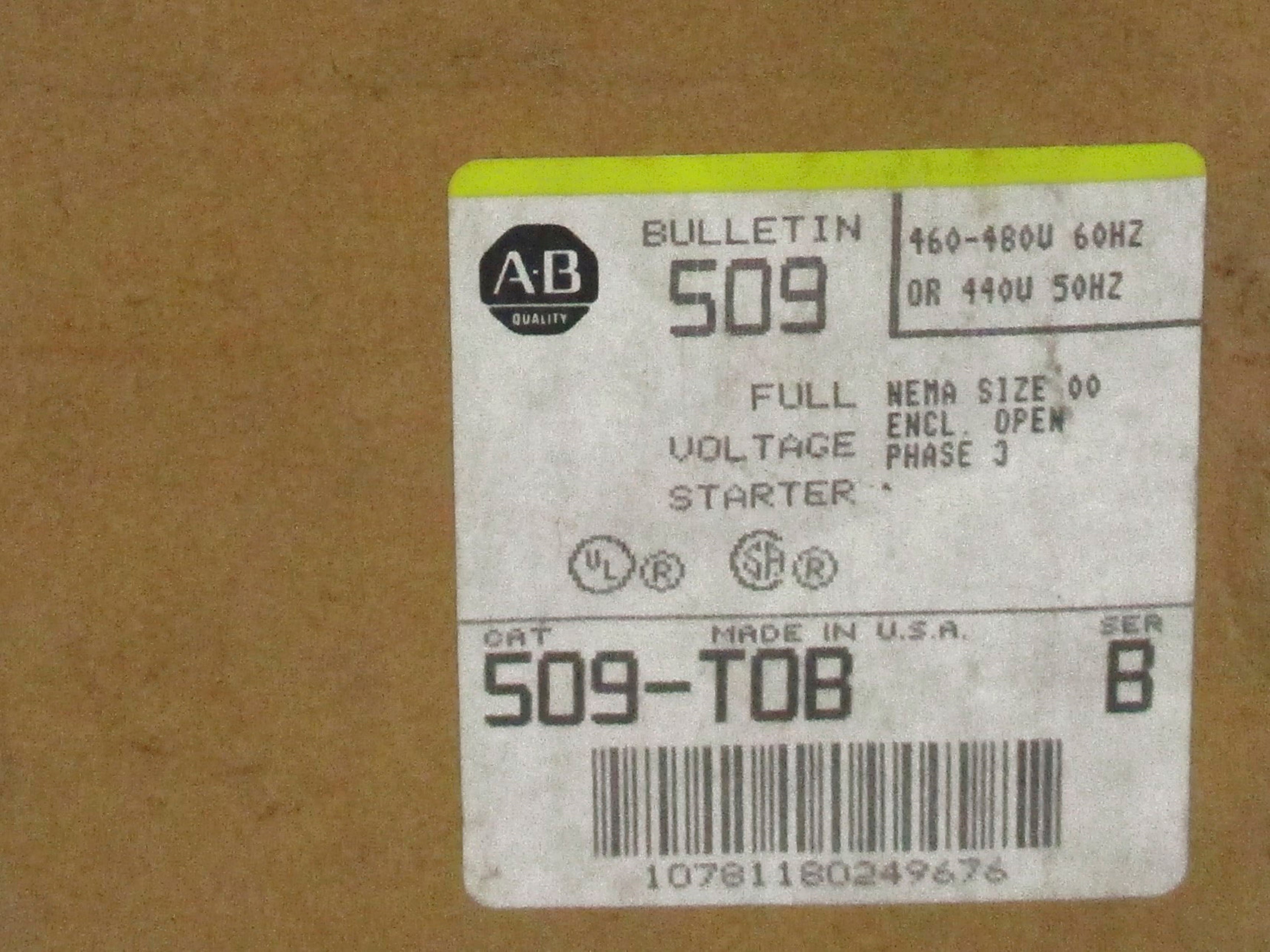 ALLEN BRADLEY 509-TOB SER. B (BR/YL) NSMP