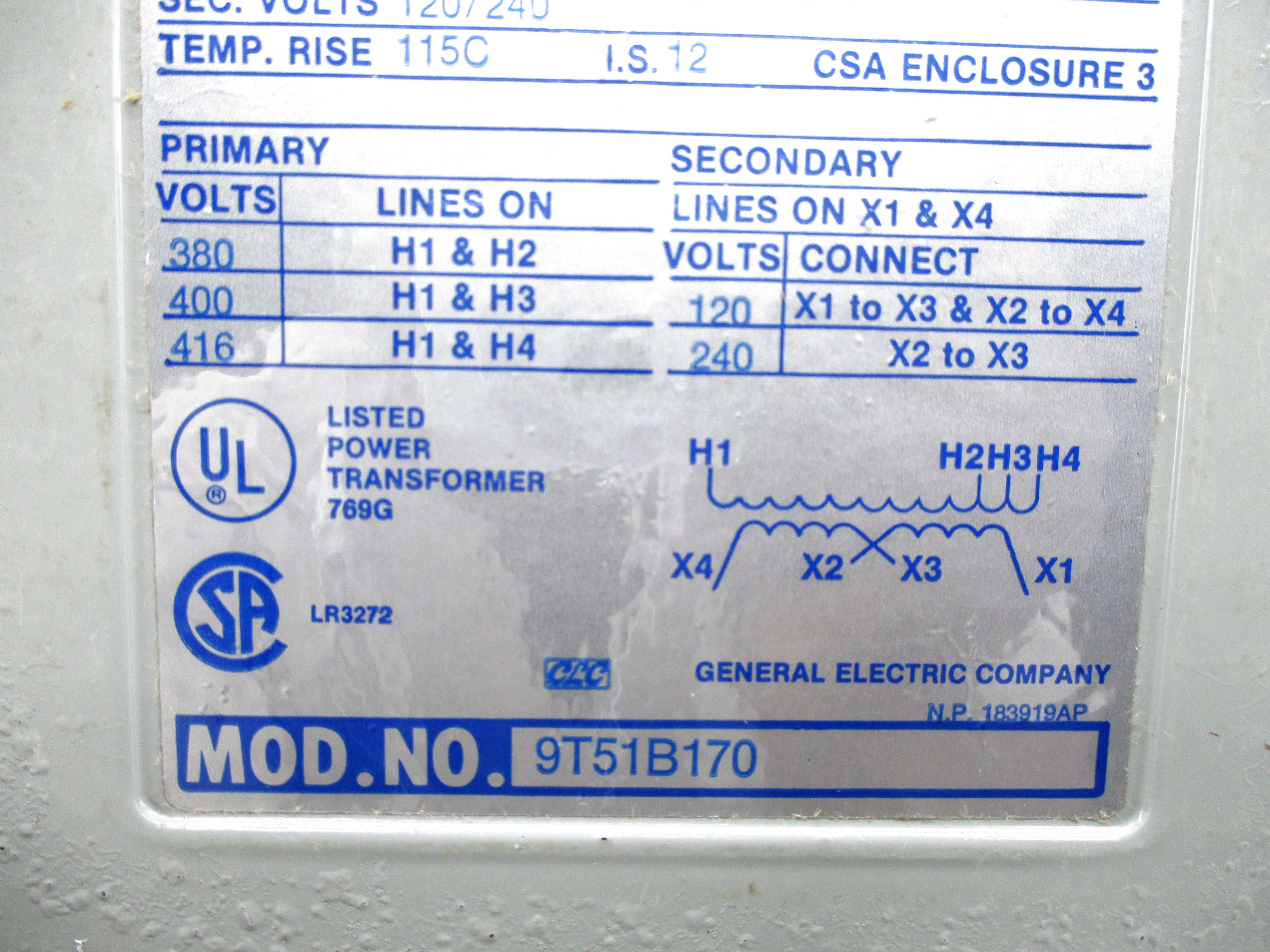 GENERAL ELECTRIC 9T51B170 NSNP
