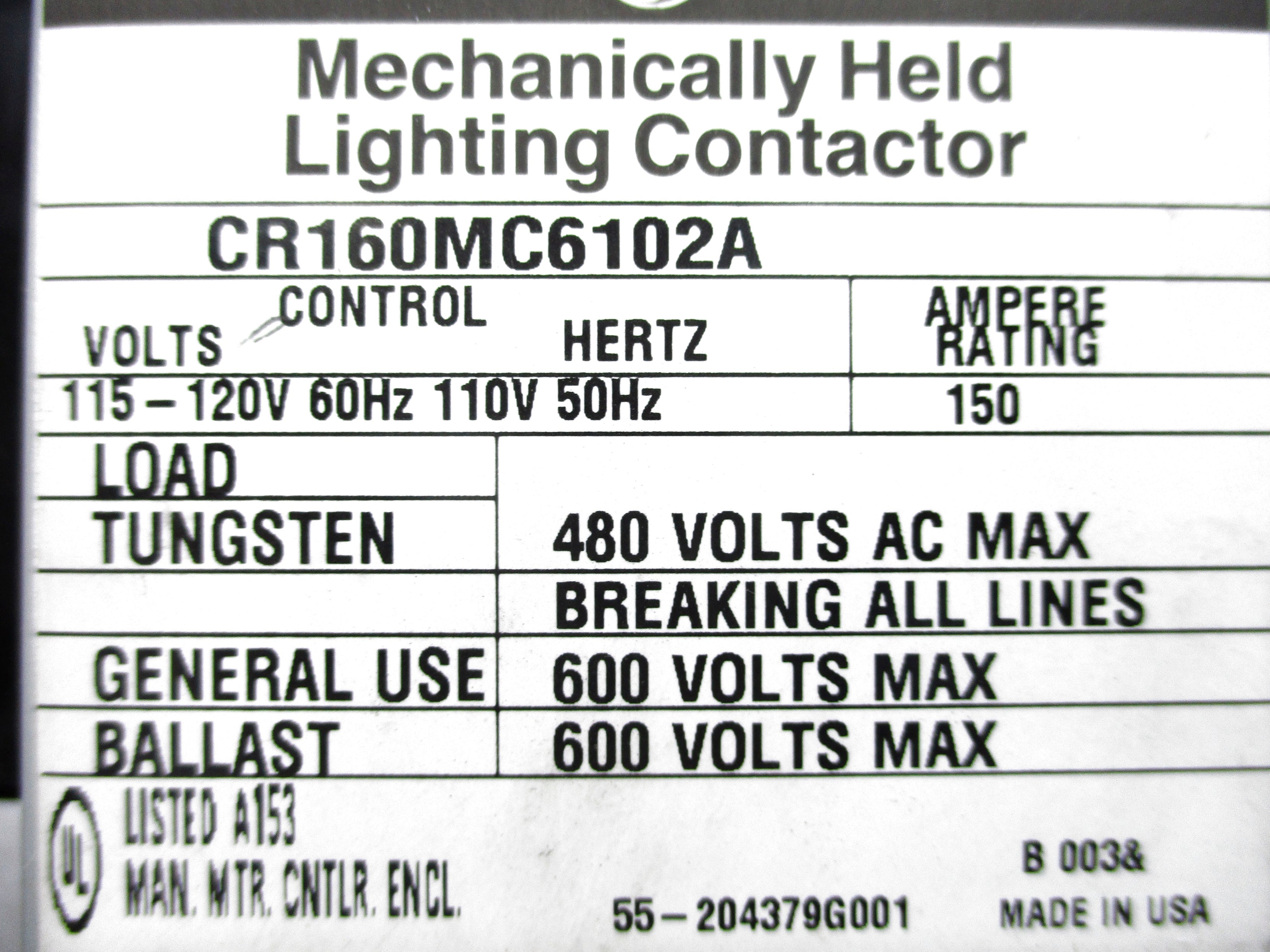 GENERAL ELECTRIC CR160MC6102A 120V  NSNP